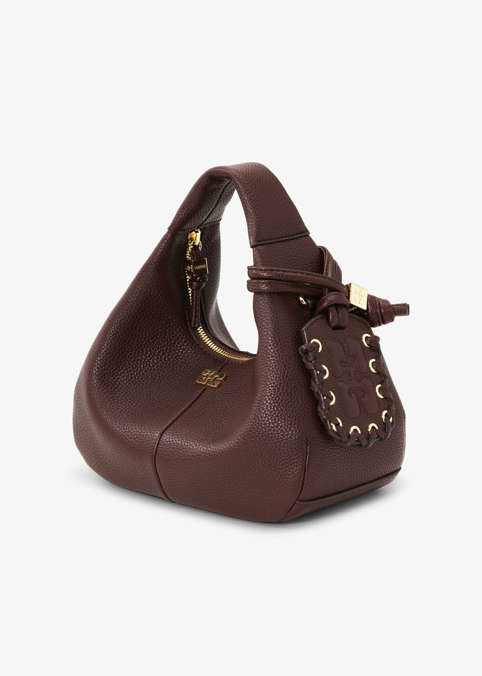 GANNI Hobo Mini Grained Bag- Chicory Coffee