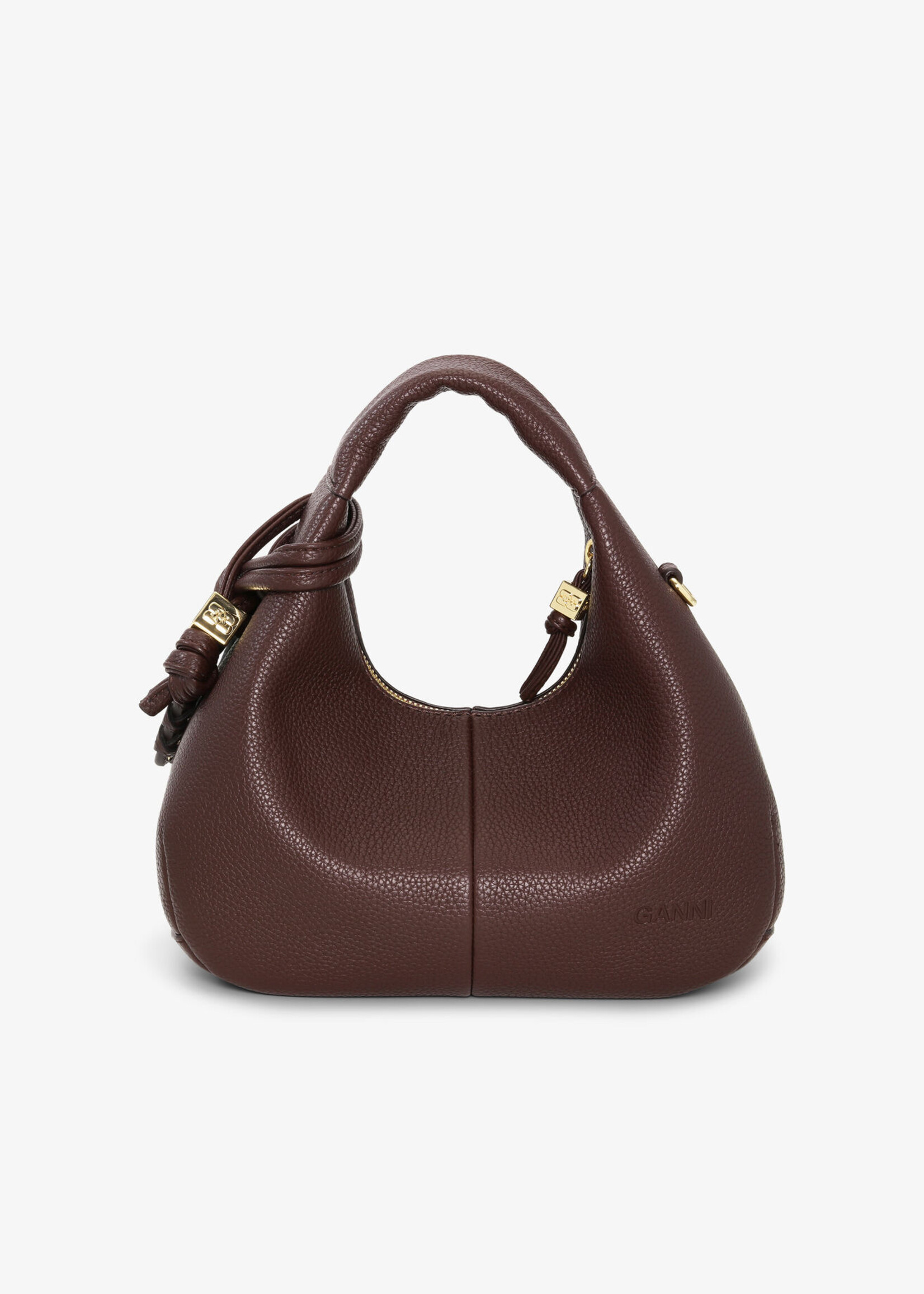 GANNI Hobo Mini Grained Bag- Chicory Coffee