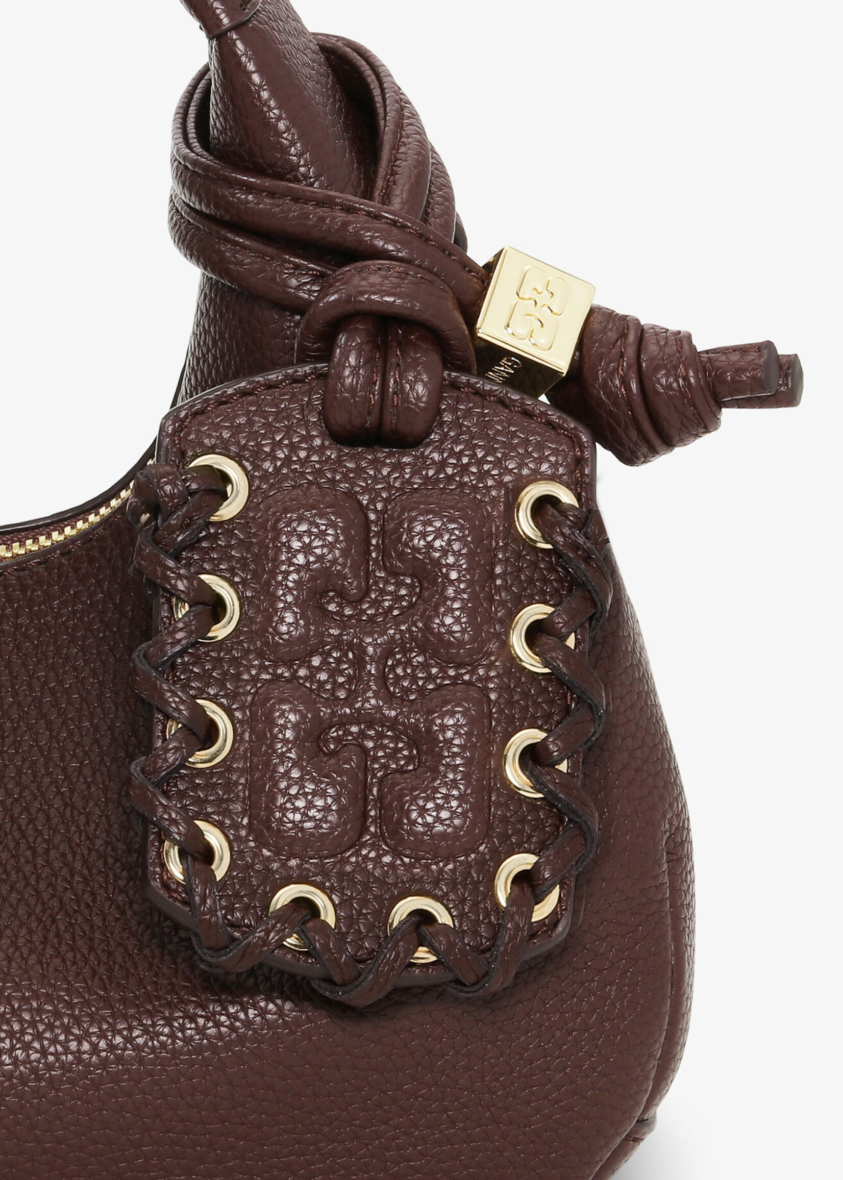 GANNI Hobo Mini Grained Bag- Chicory Coffee