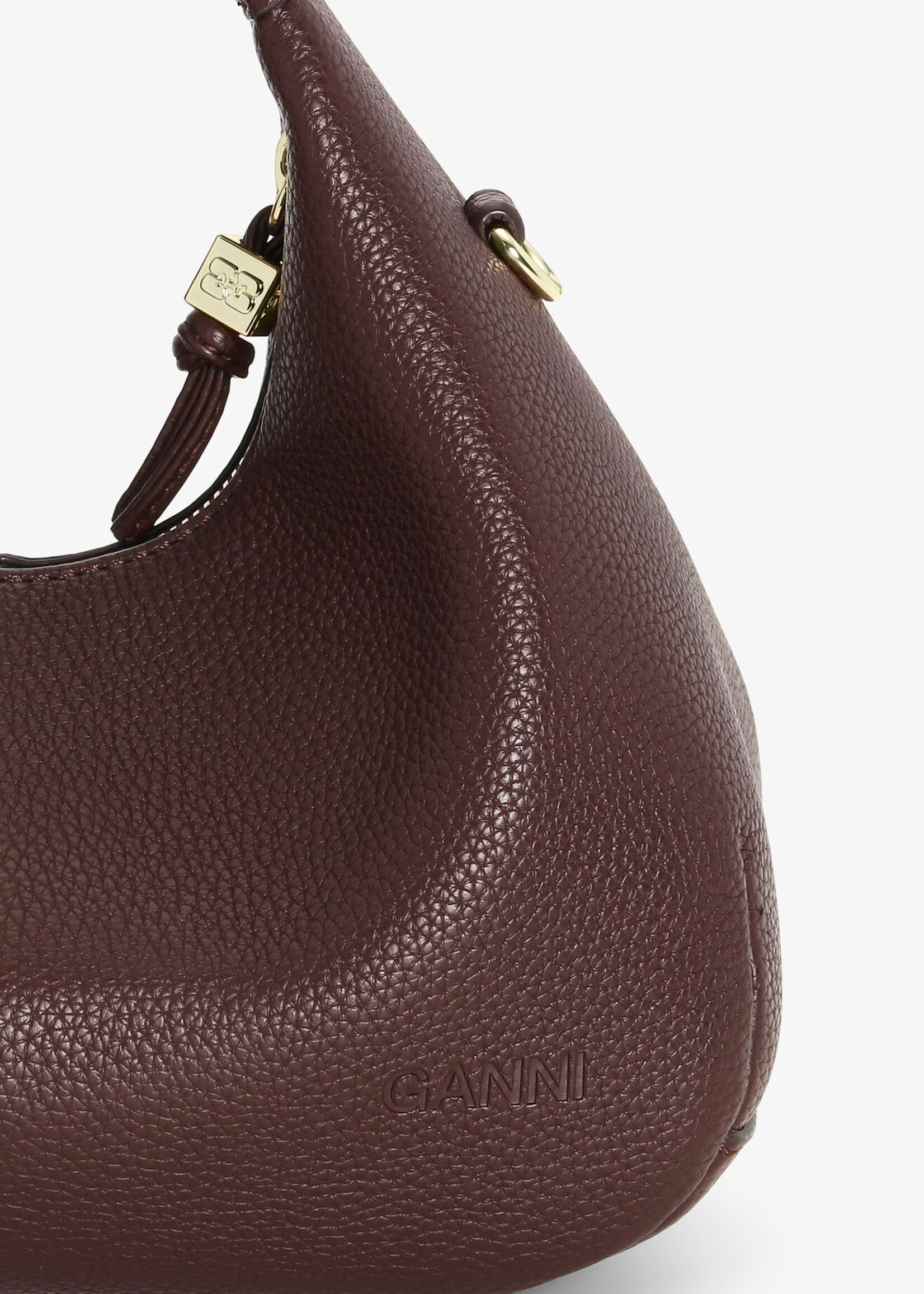 GANNI Hobo Mini Grained Bag- Chicory Coffee