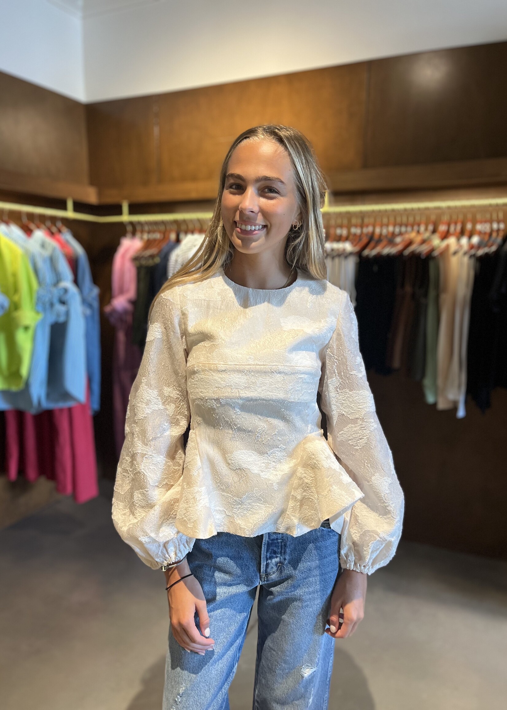 Stine Goya Romantic Ruffling Long Sleeve Top