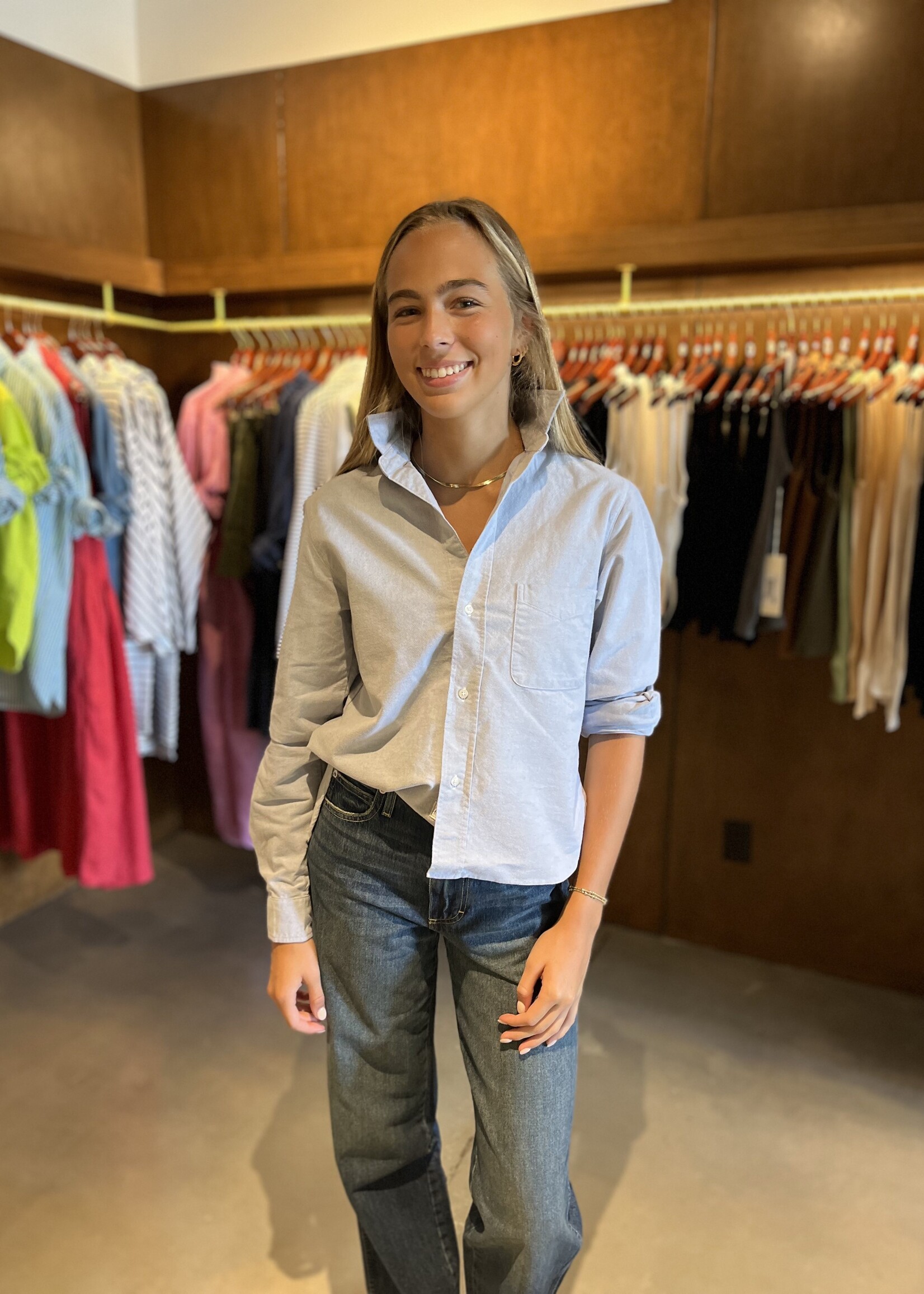 Frank & Eileen Silvio Untuckable Button- Up- Indigo Oxford IBOX