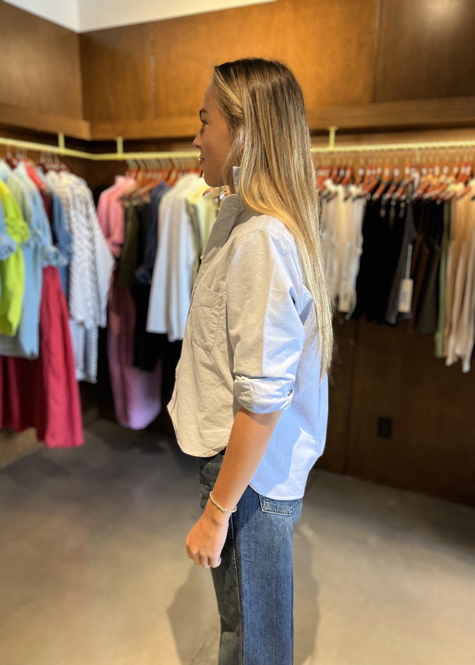 Frank & Eileen Silvio Untuckable Button- Up- Indigo Oxford IBOX