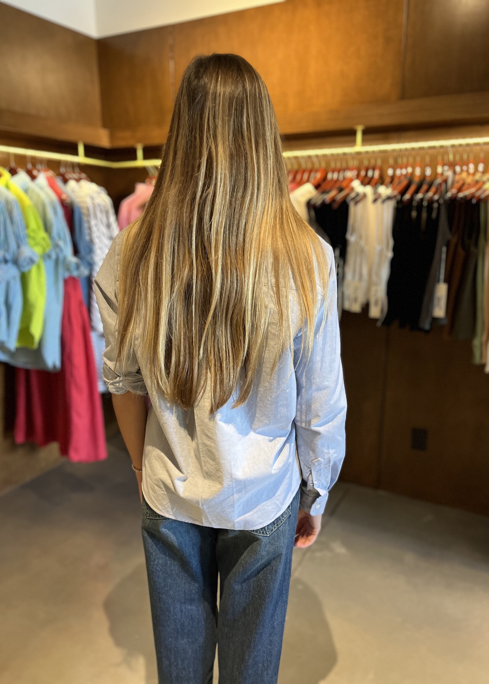 Frank & Eileen Silvio Untuckable Button- Up- Indigo Oxford IBOX