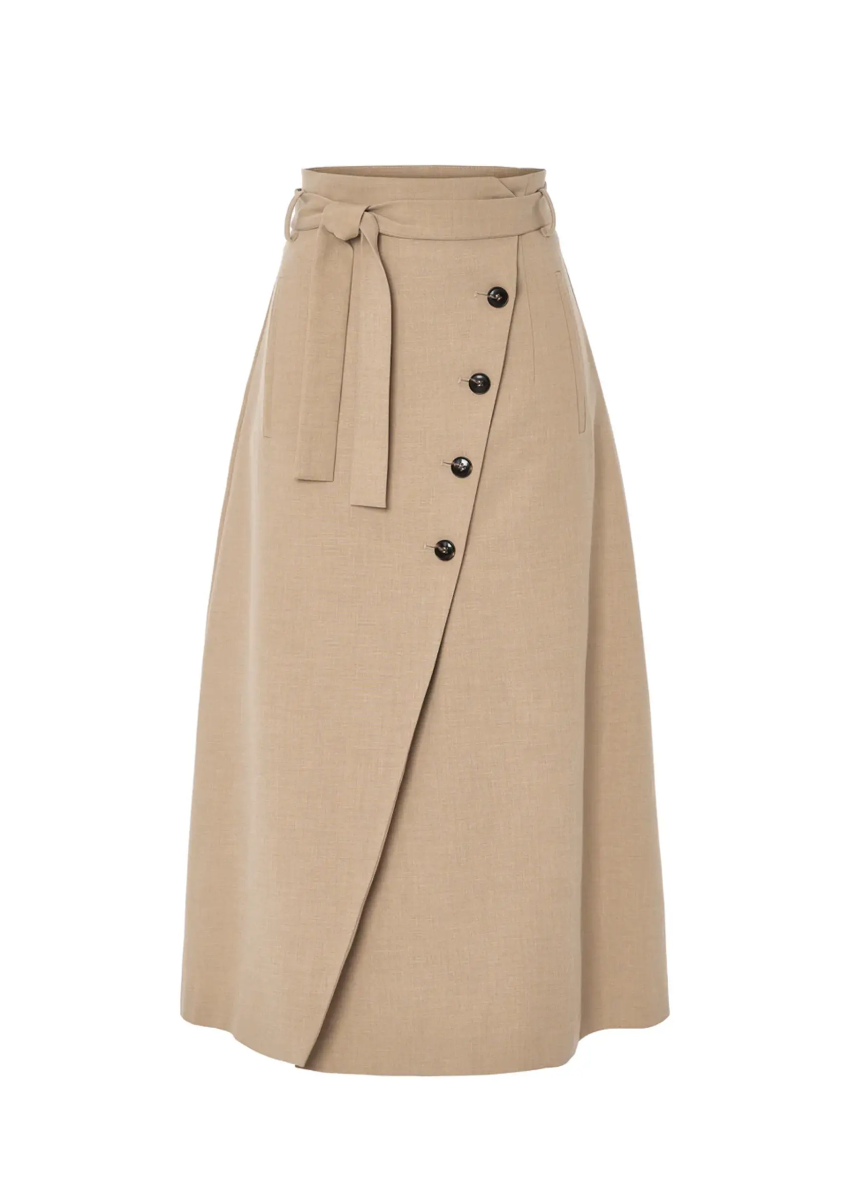 Psophia High-Waisted Wrap Skirt w Side Button Detail