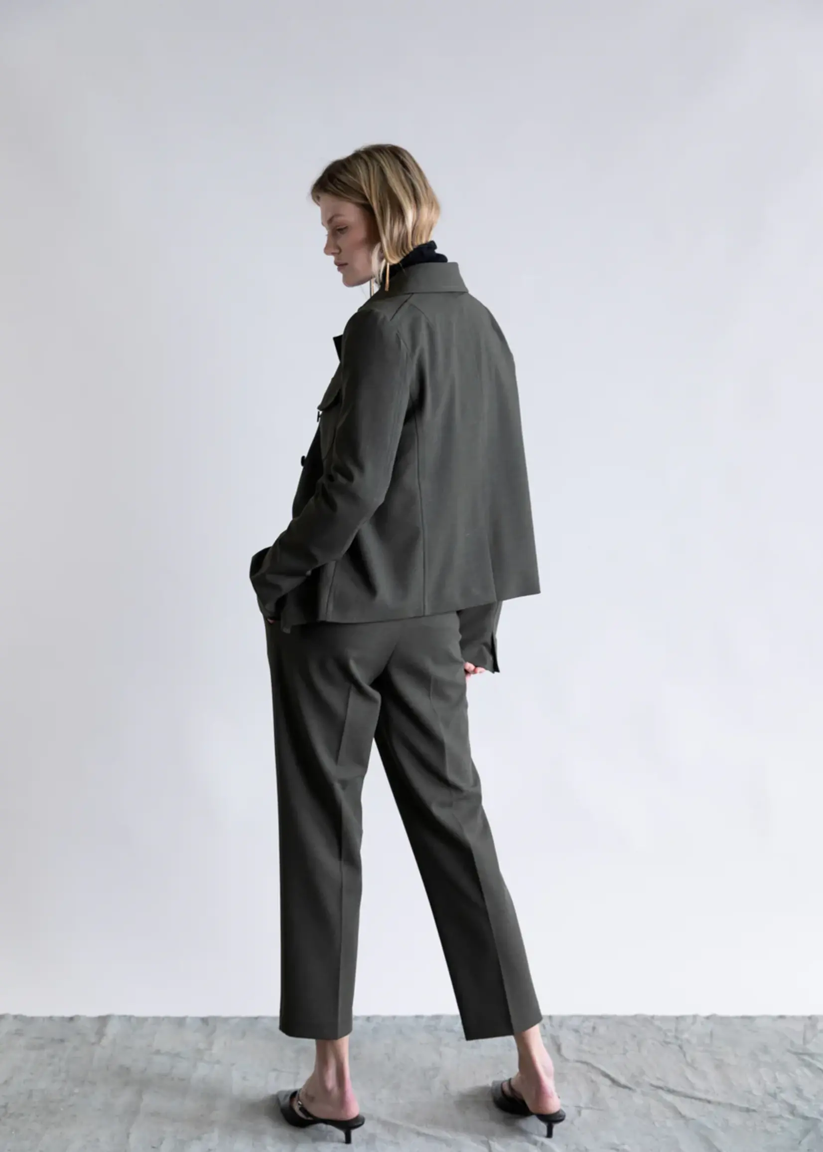 Psophia Double Line Officer Jacket- Kaki