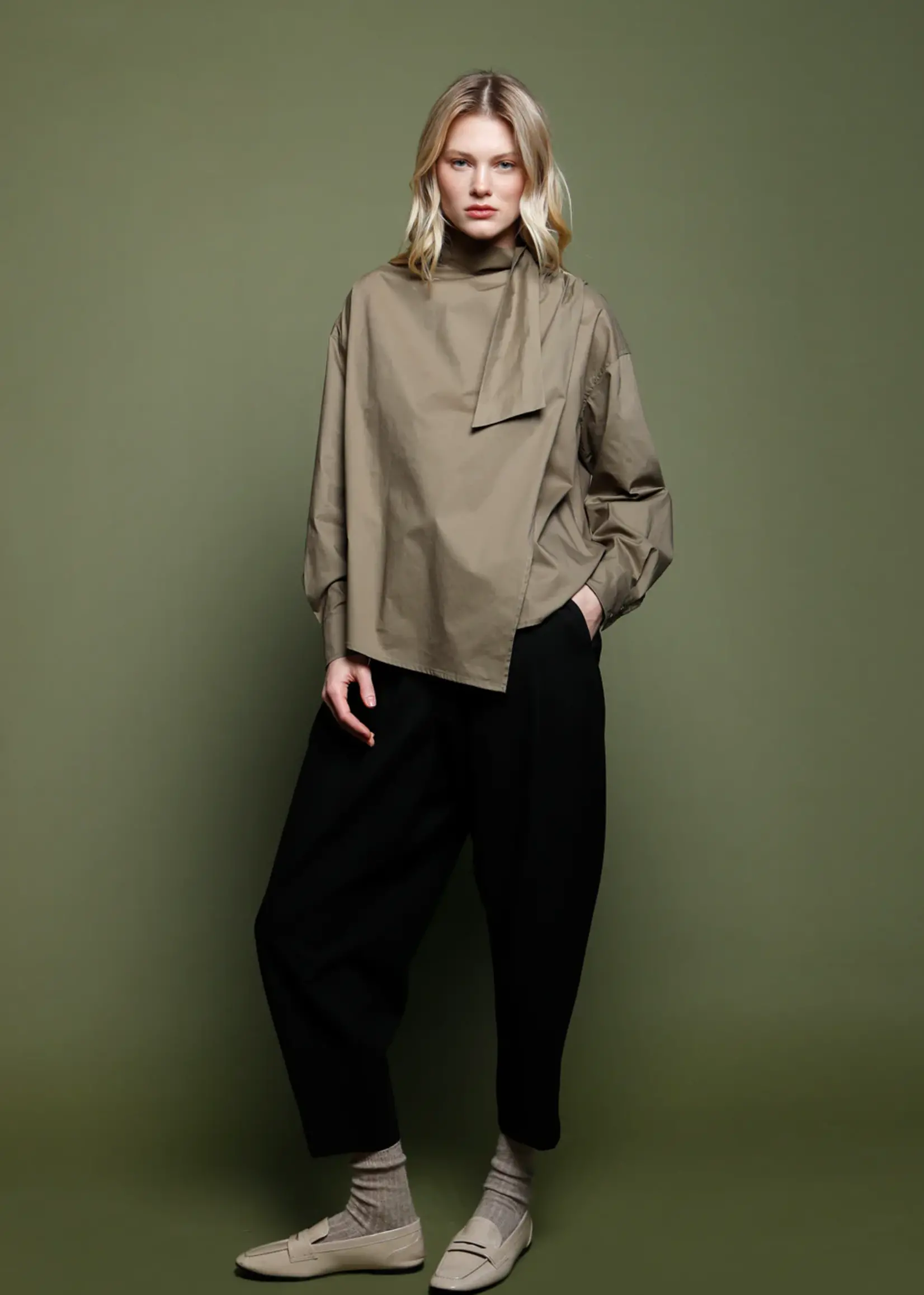 Psophia Crossover Cotton Tie Shirt