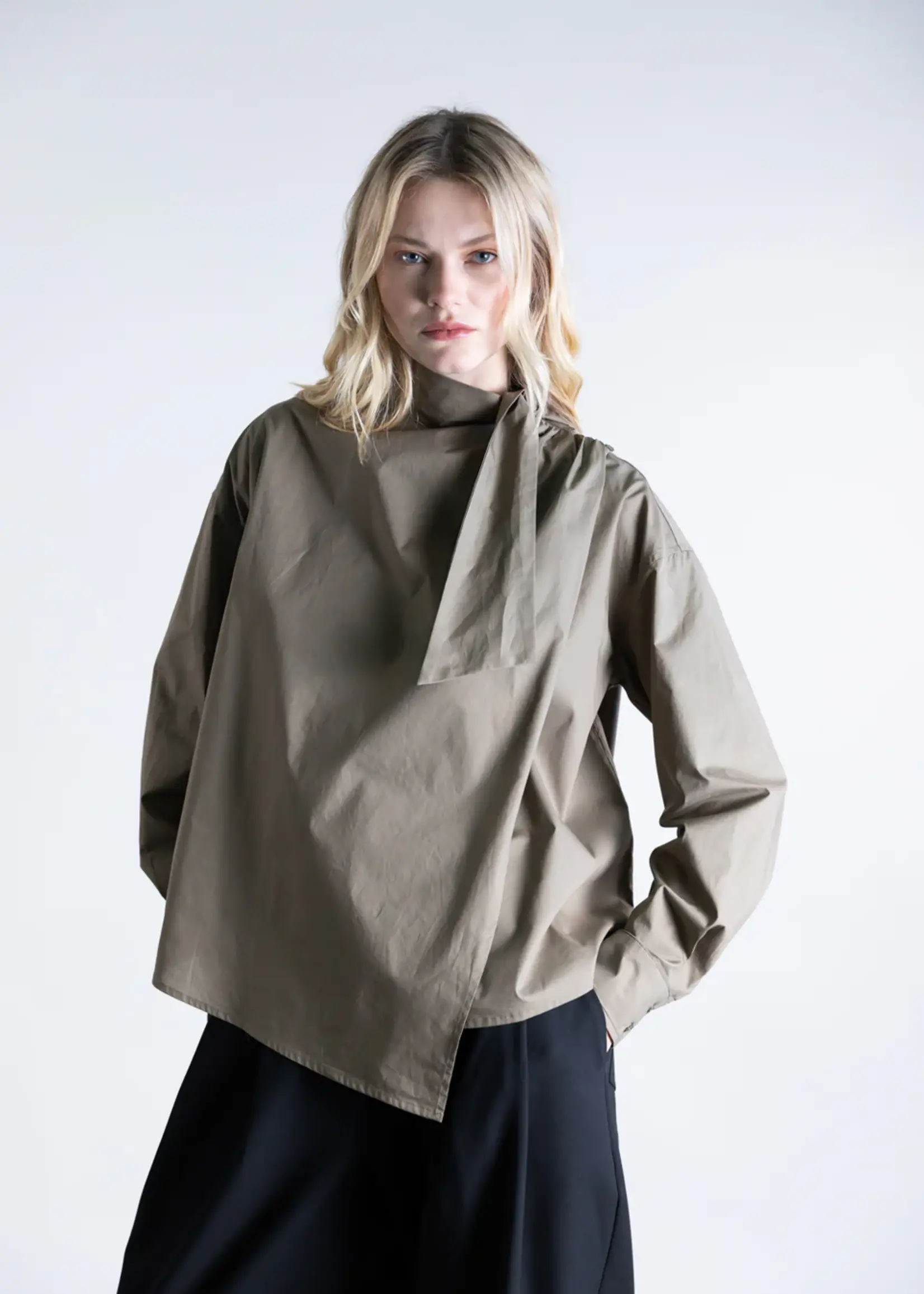 Psophia Crossover Cotton Tie Shirt
