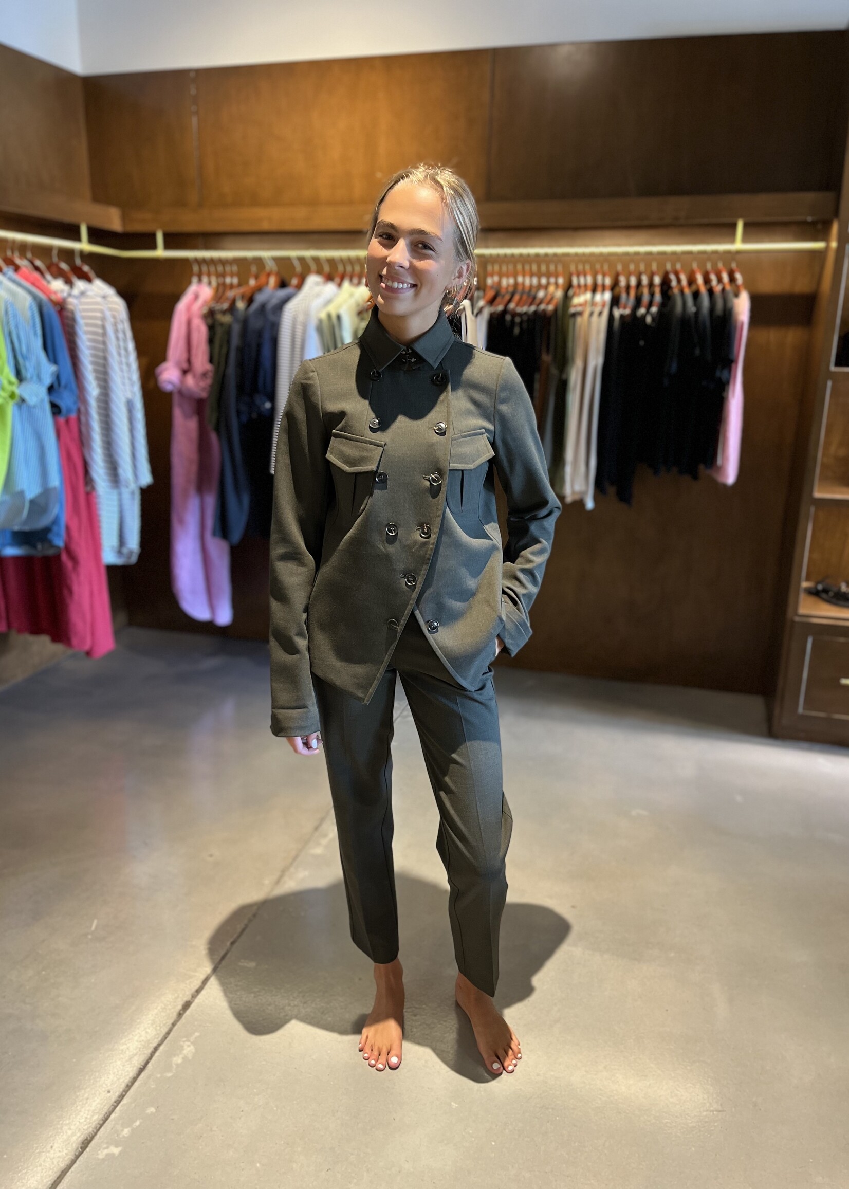 Psophia Double Line Officer Jacket- Kaki
