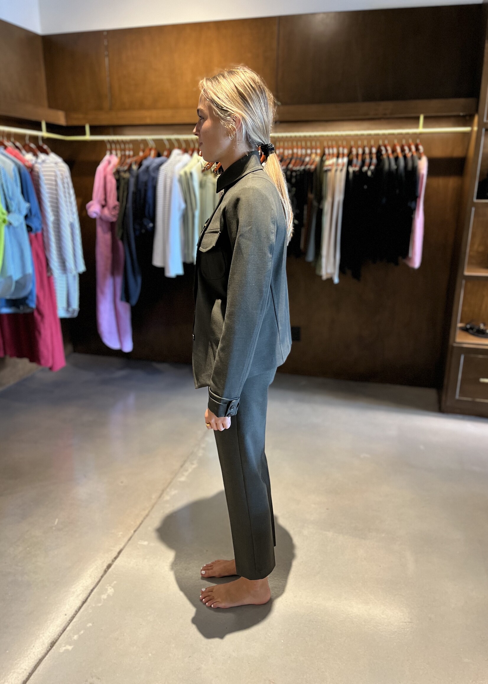 Psophia Double Line Officer Jacket- Kaki
