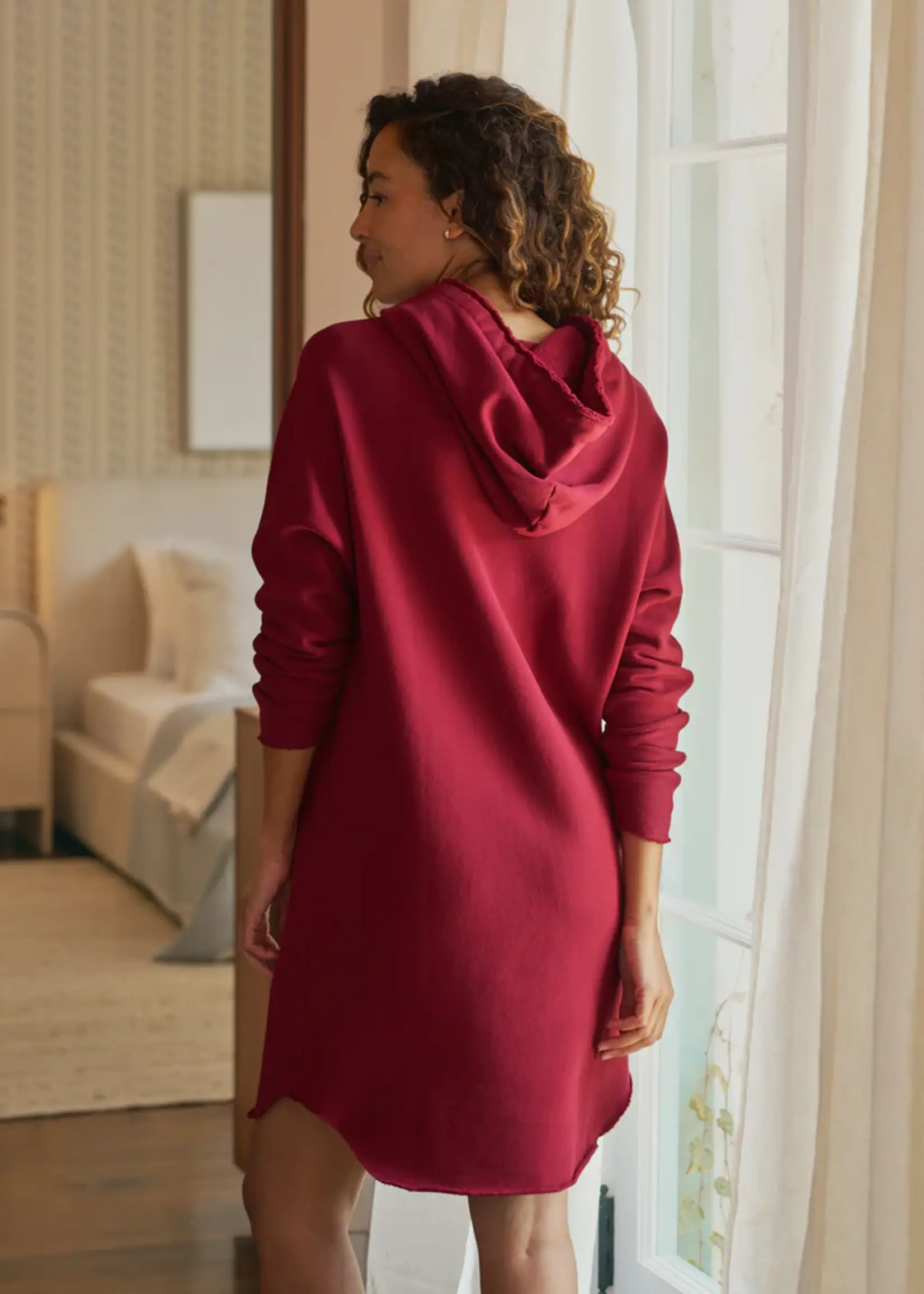 Frank & Eileen Mini James Hooded Dress- Garnet