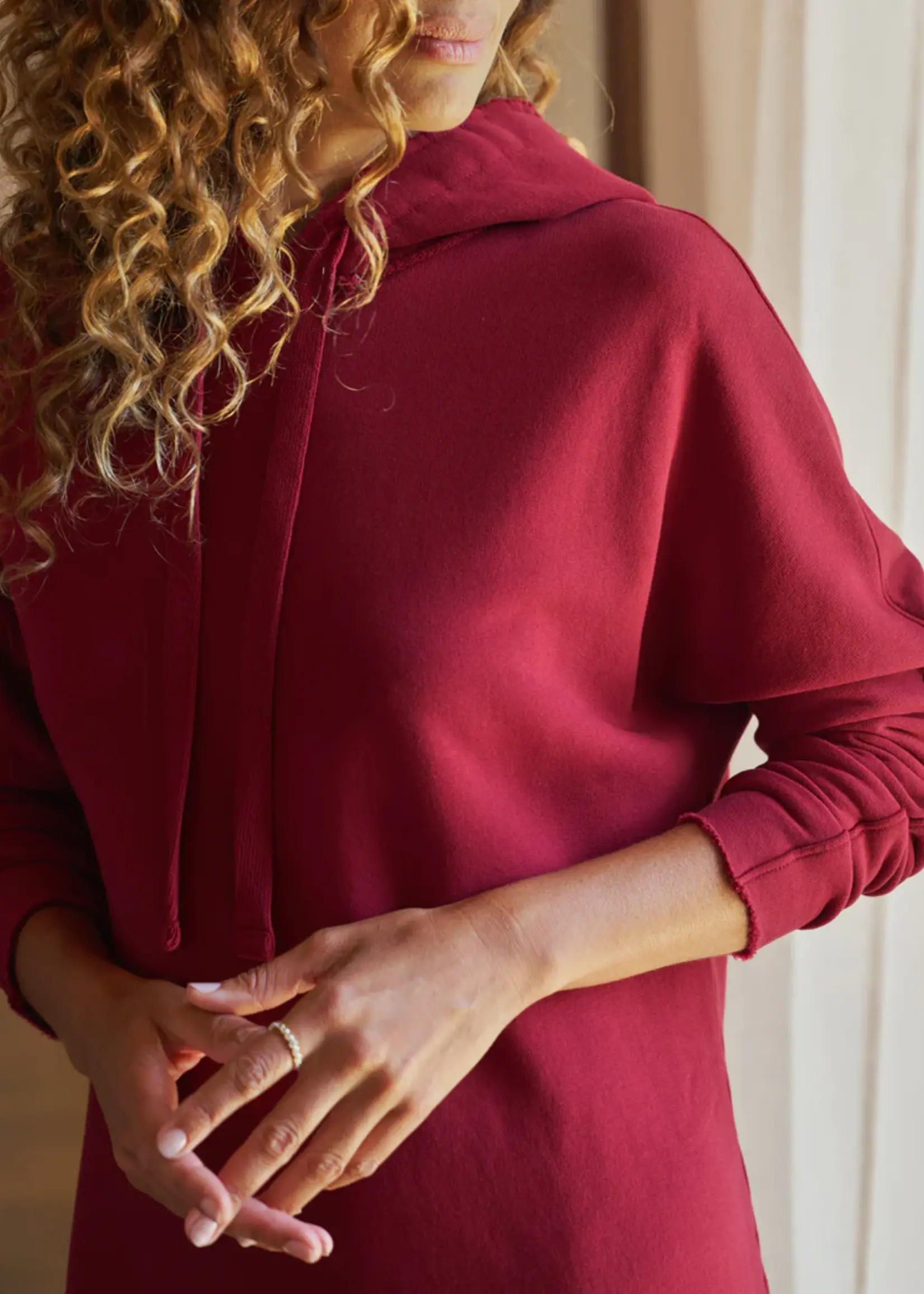 Frank & Eileen Mini James Hooded Dress- Garnet