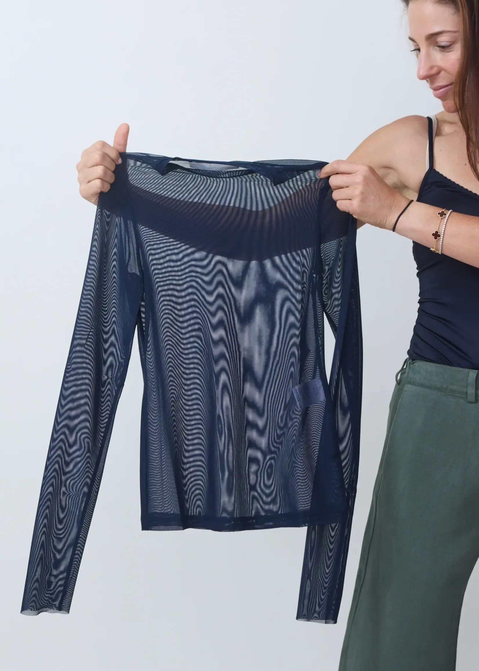 Tela Melania Tulle Top- Dark Blue