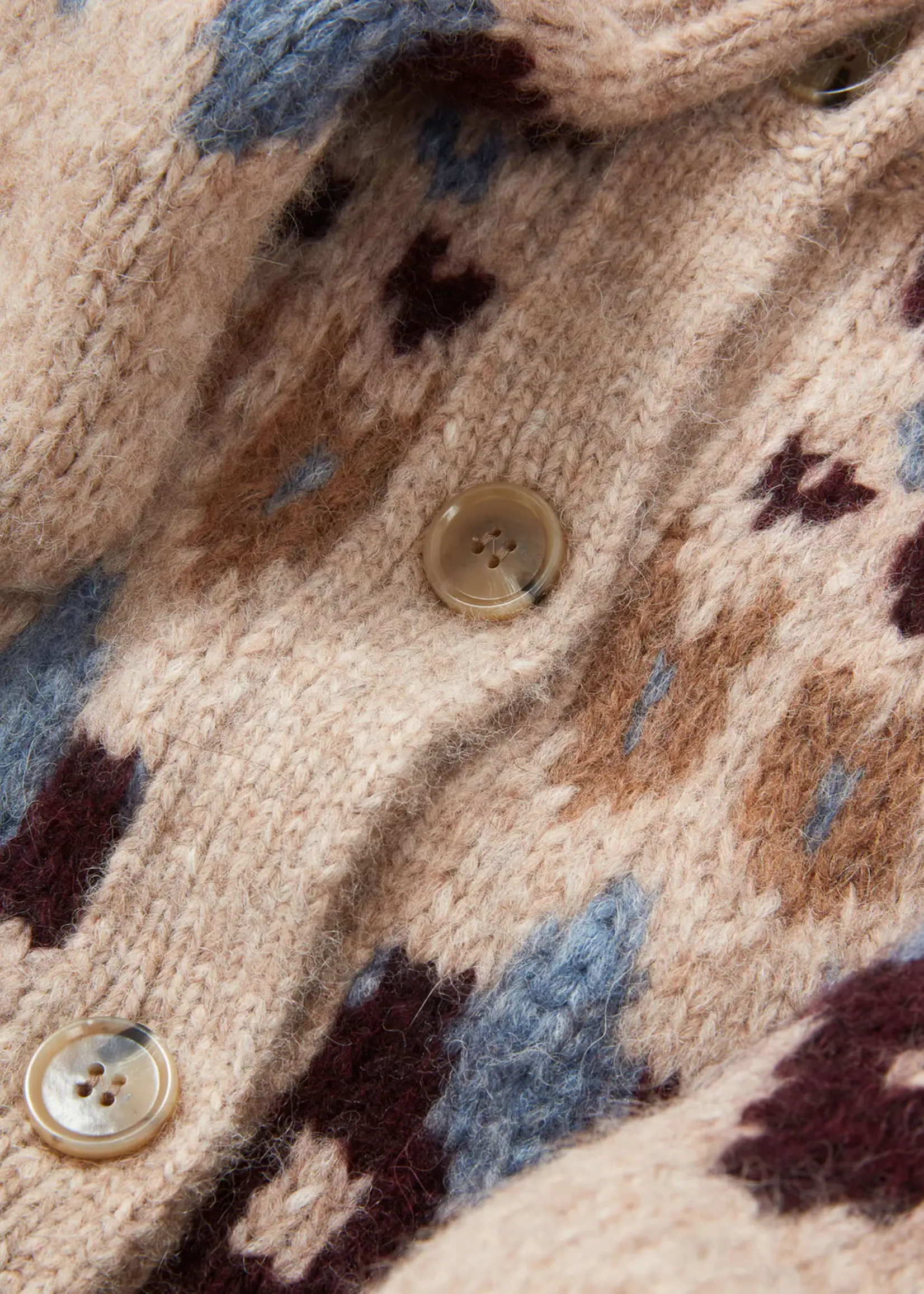 Veronica Beard Christina Fairisle Cardigan- Oatmeal