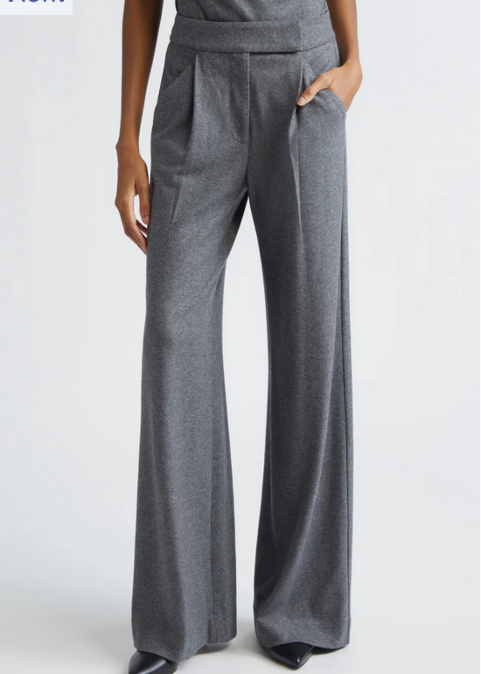 Veronica Beard Marbeau Wide Leg Pant- Heather Grey