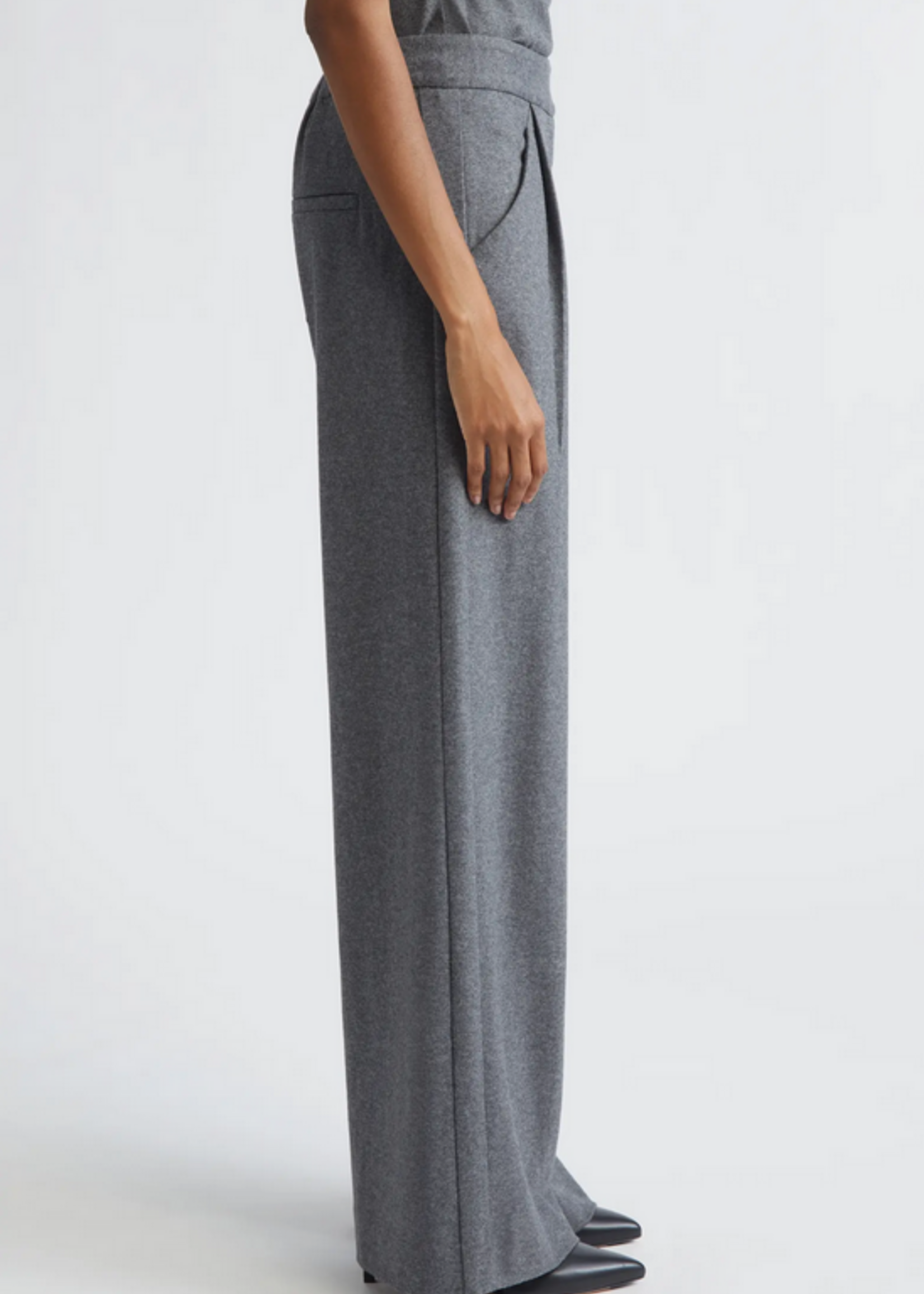 Veronica Beard Marbeau Wide Leg Pant- Heather Grey
