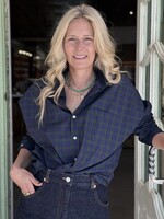 Frank & Eileen Oona Button-Up- Green Blue Plaid
