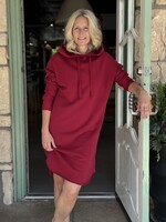 Frank & Eileen Mini James Hooded Dress- Garnet