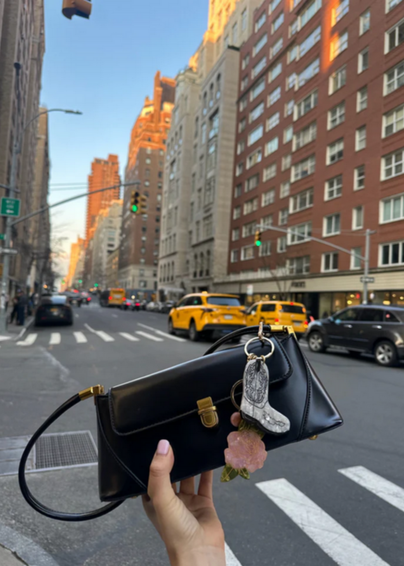 Solar Eclipse Cowboy Boot Bag Charm + Keychain- White