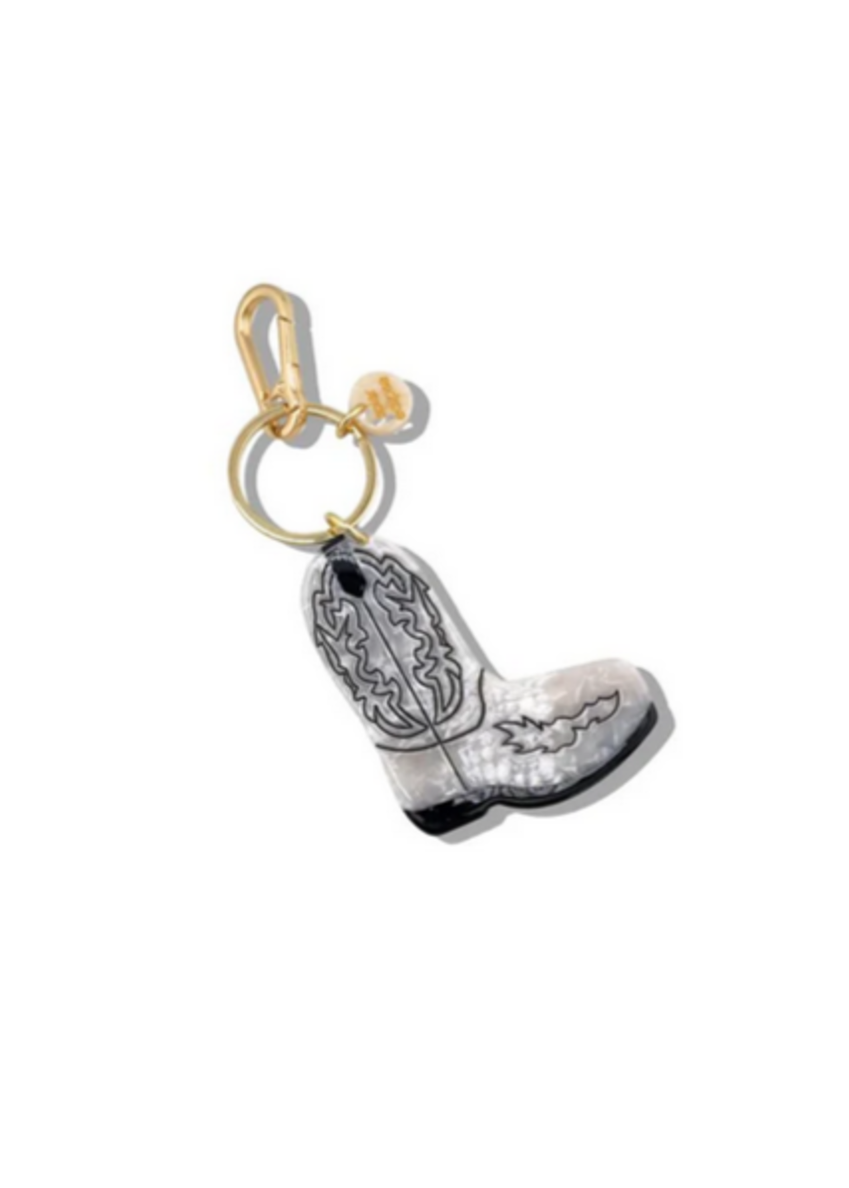 Solar Eclipse Cowboy Boot Bag Charm + Keychain- White