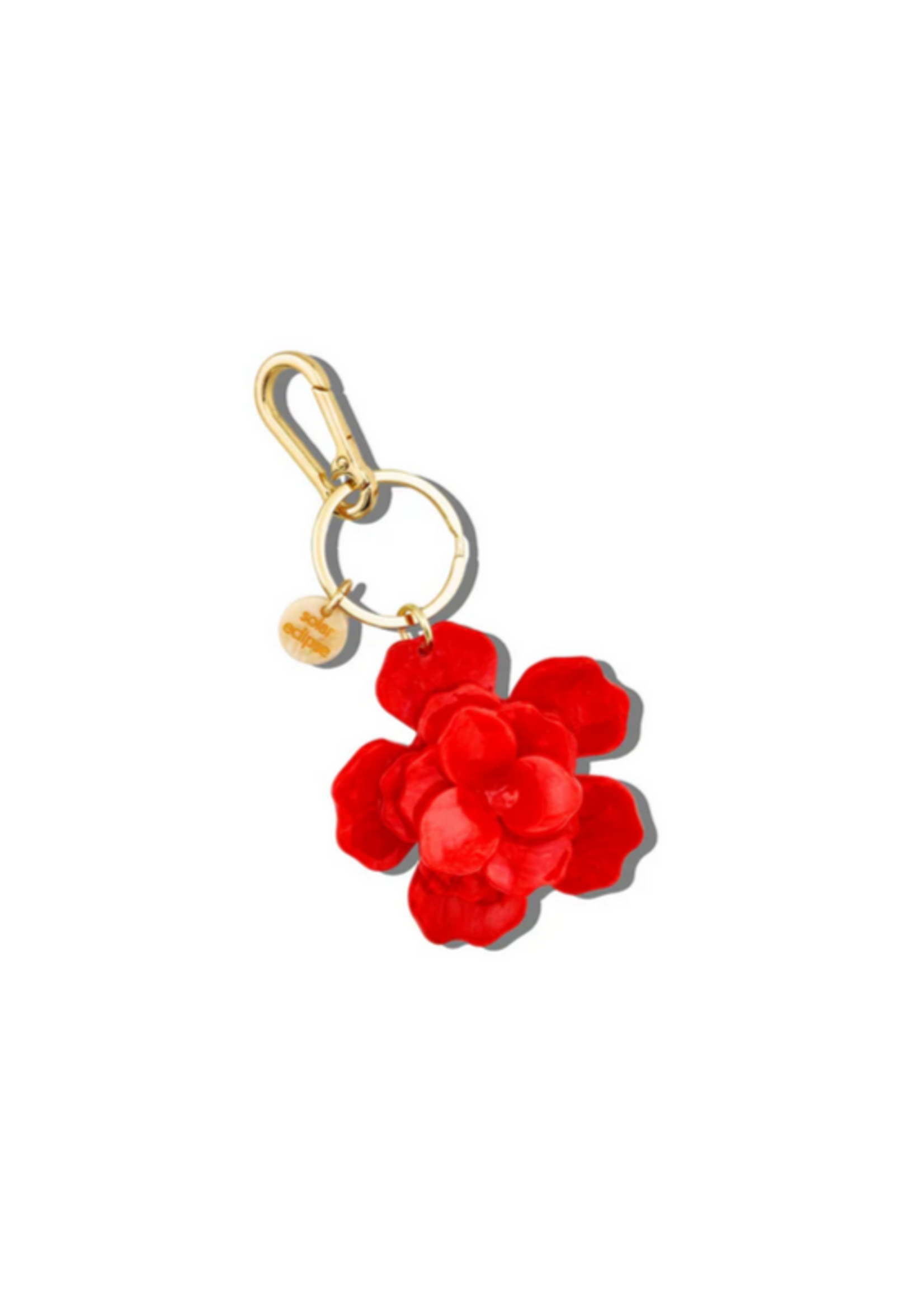 Solar Eclipse Origami Gardenia Flower Bag Charm + Keychain- Red