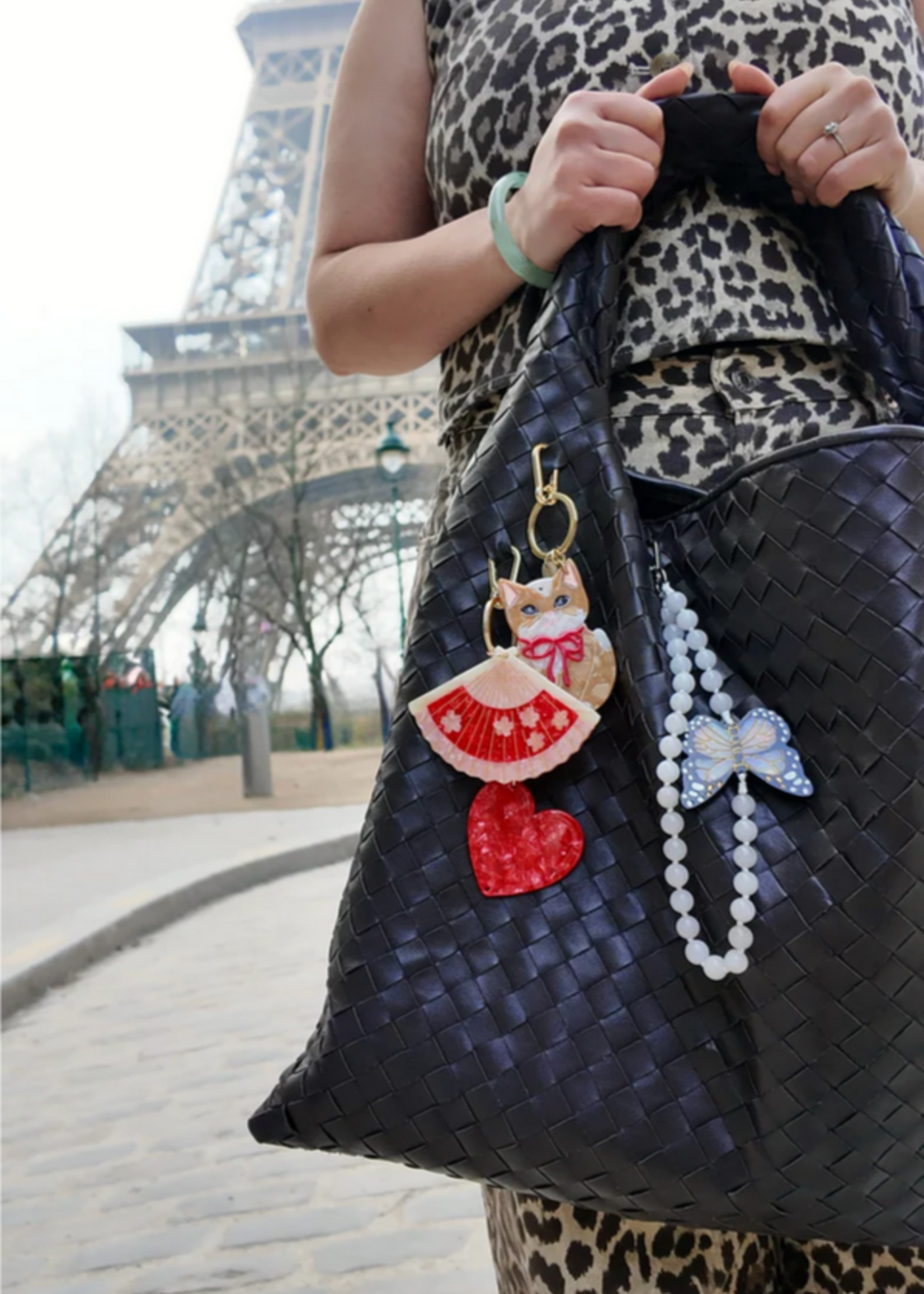 Solar Eclipse Heart Bag Charm + Keychain- Red