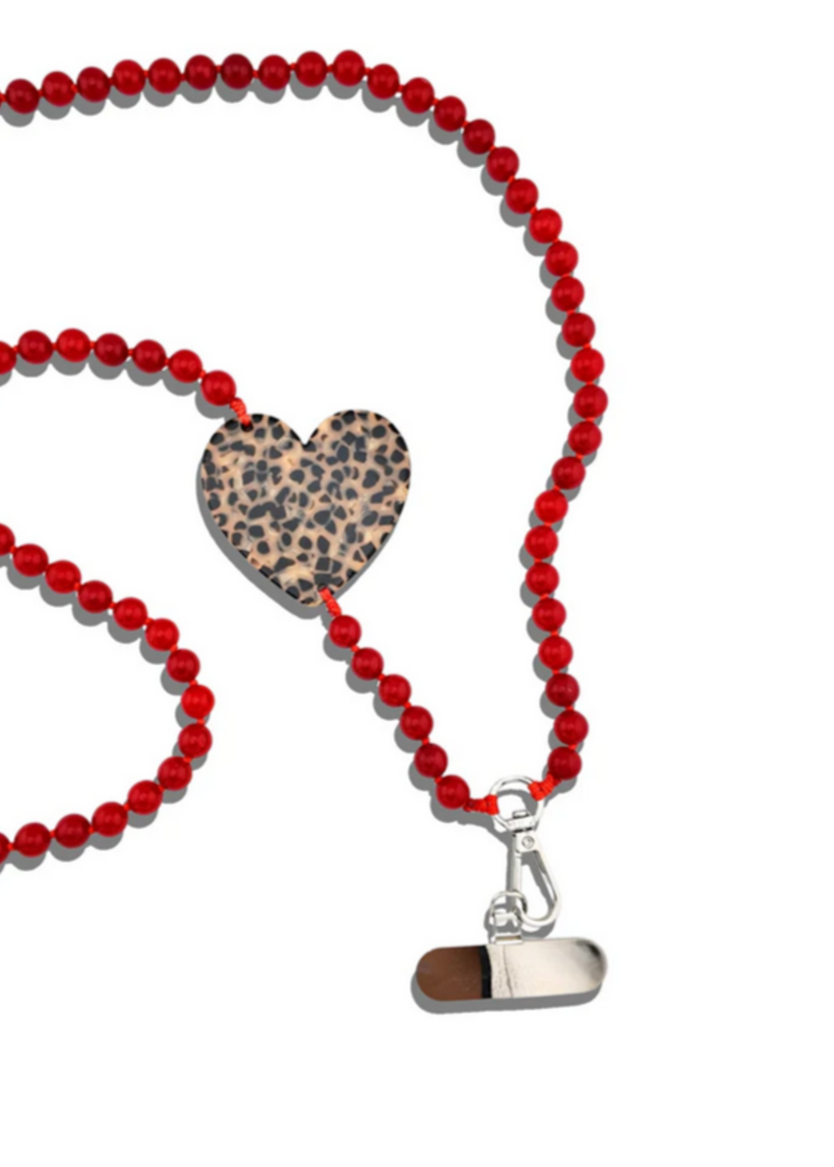 Solar Eclipse Leopard Heart Gemstone Crossbody Phone Chain