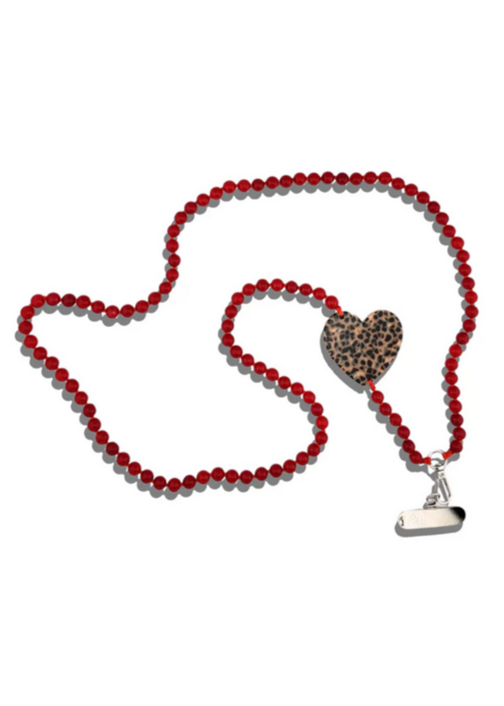 Solar Eclipse Leopard Heart Gemstone Crossbody Phone Chain