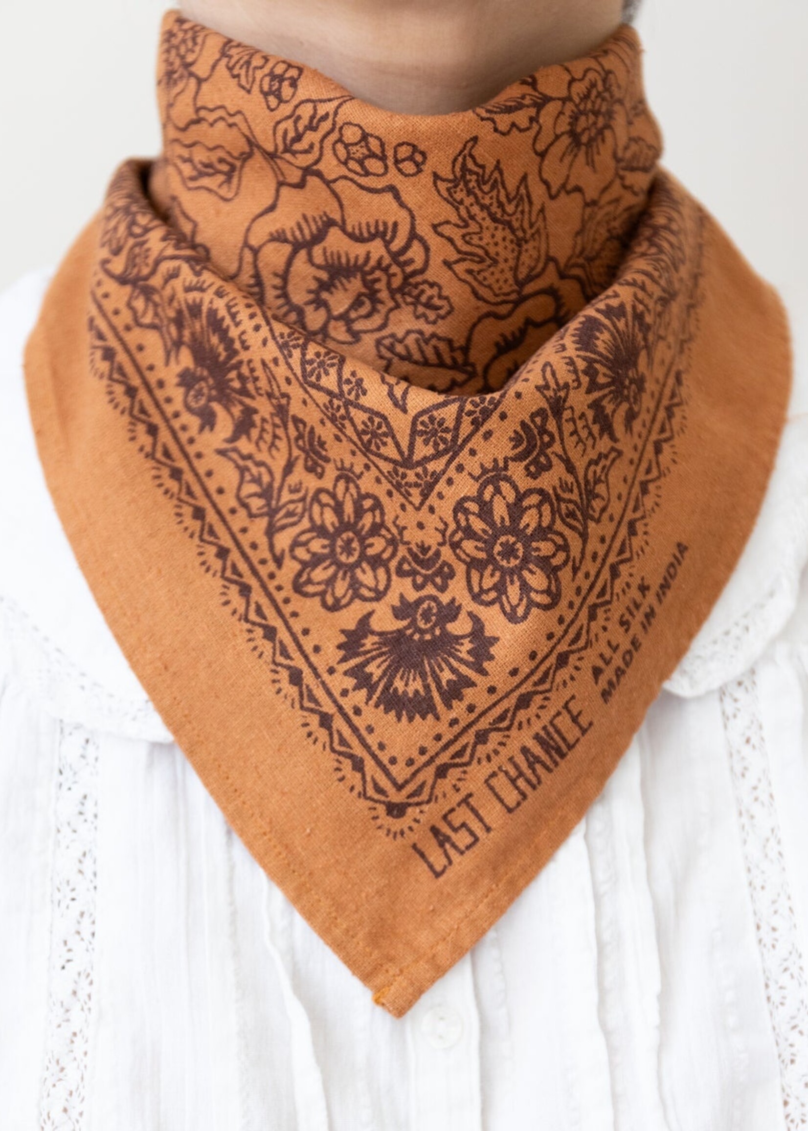 Last Chance Textiles Natural Dye Silk Bandana- Golden Oak