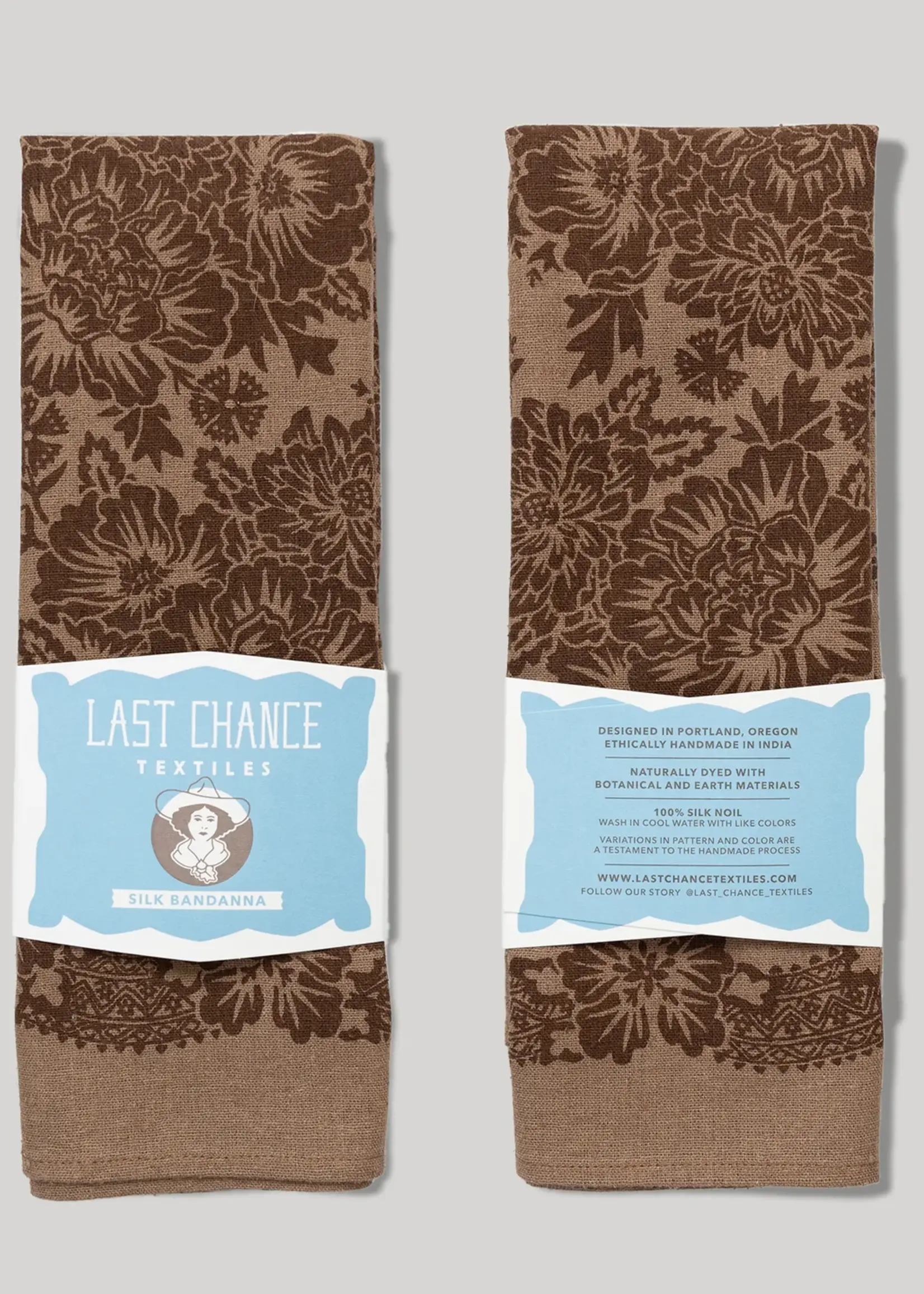Last Chance Textiles Natural Dye Silk Bandana- Brazil Nut Brown