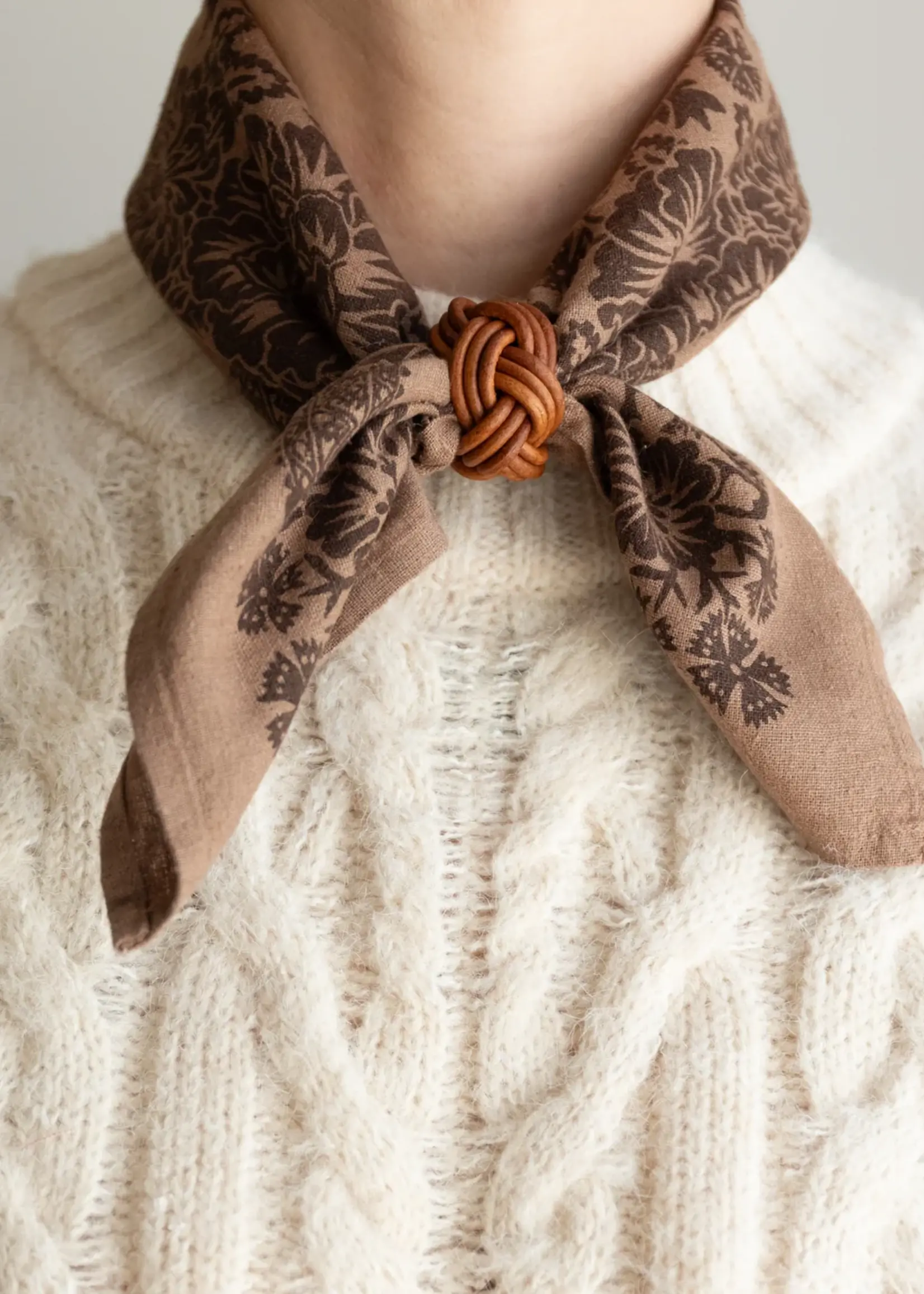 Last Chance Textiles Natural Dye Silk Bandana- Brazil Nut Brown
