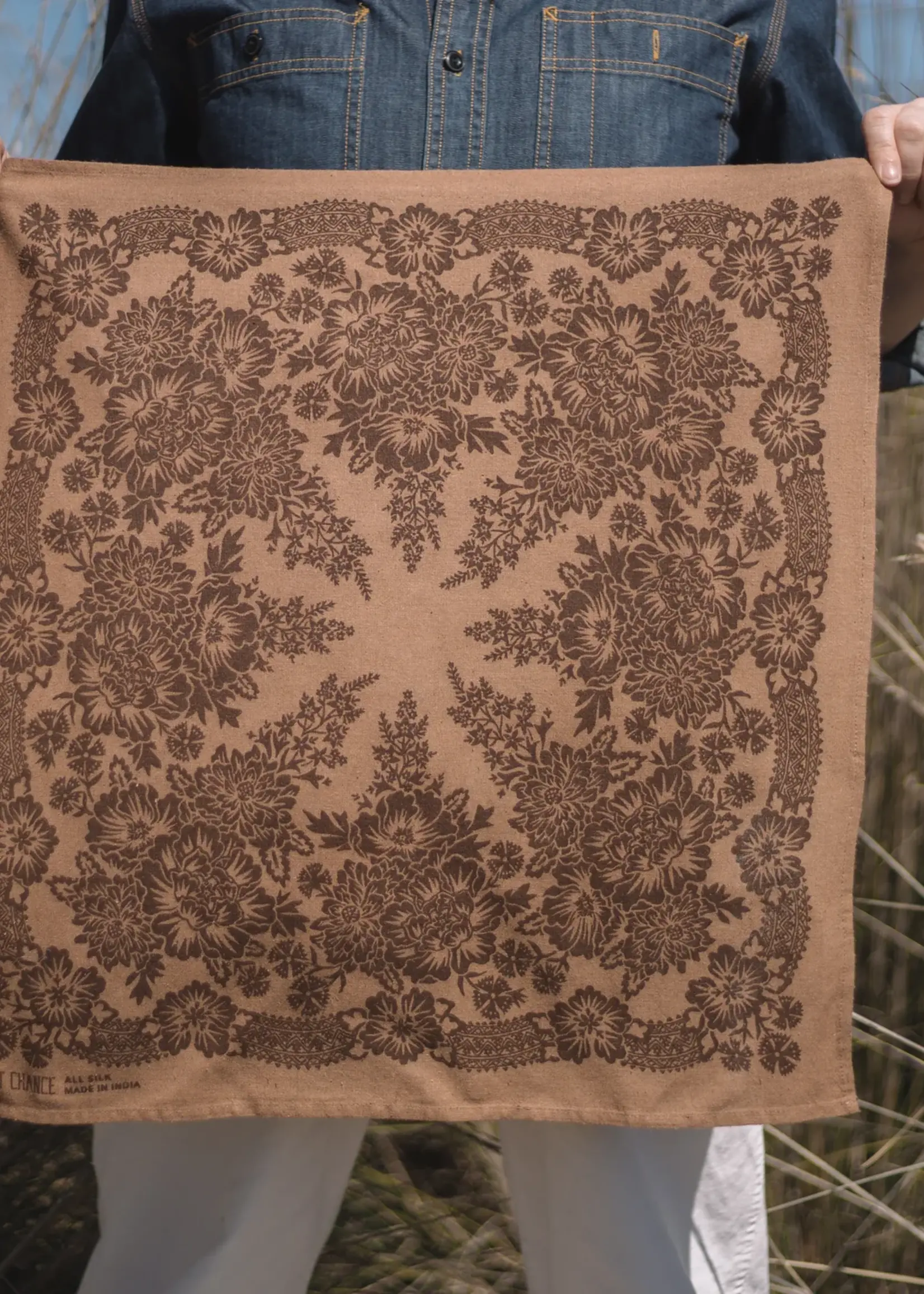Last Chance Textiles Natural Dye Silk Bandana- Brazil Nut Brown
