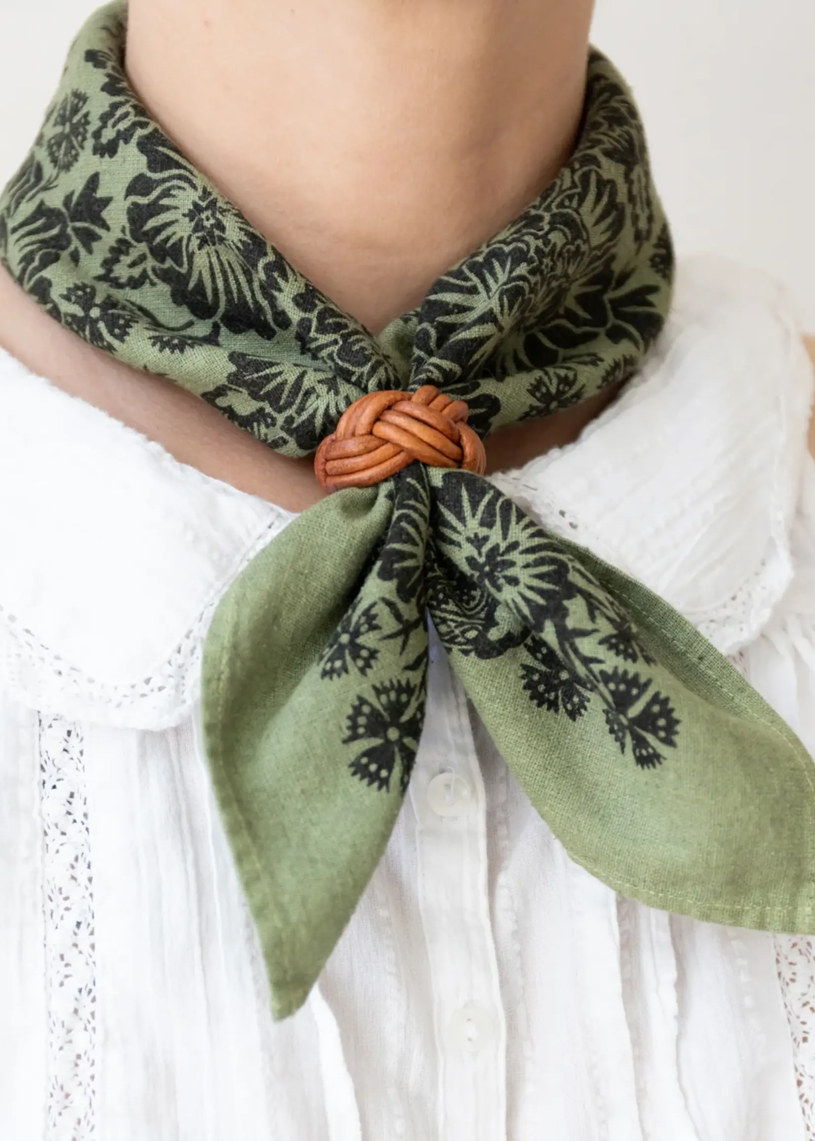 Last Chance Textiles Natural Dye Silk Bandana- Grass Green