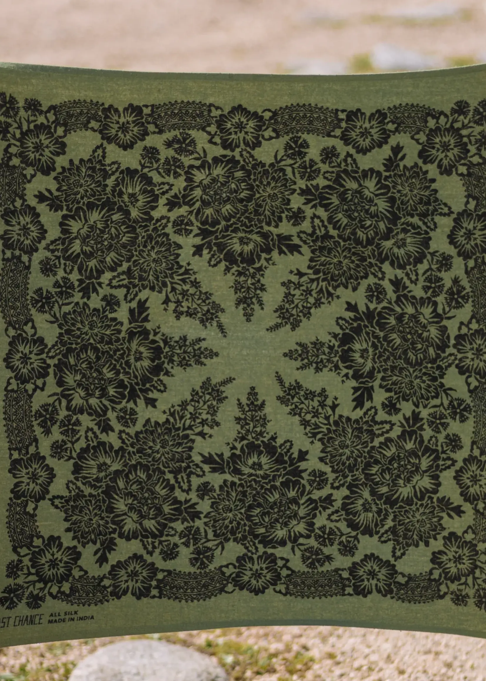 Last Chance Textiles Natural Dye Silk Bandana- Grass Green