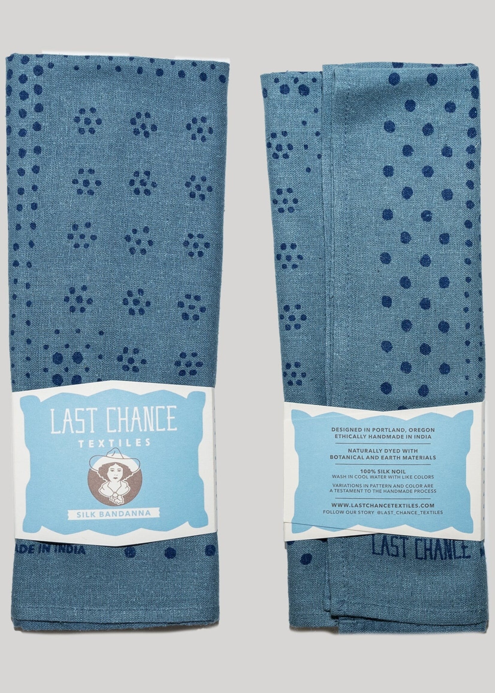 Last Chance Textiles Natural Dye Silk Bandana- Indigo