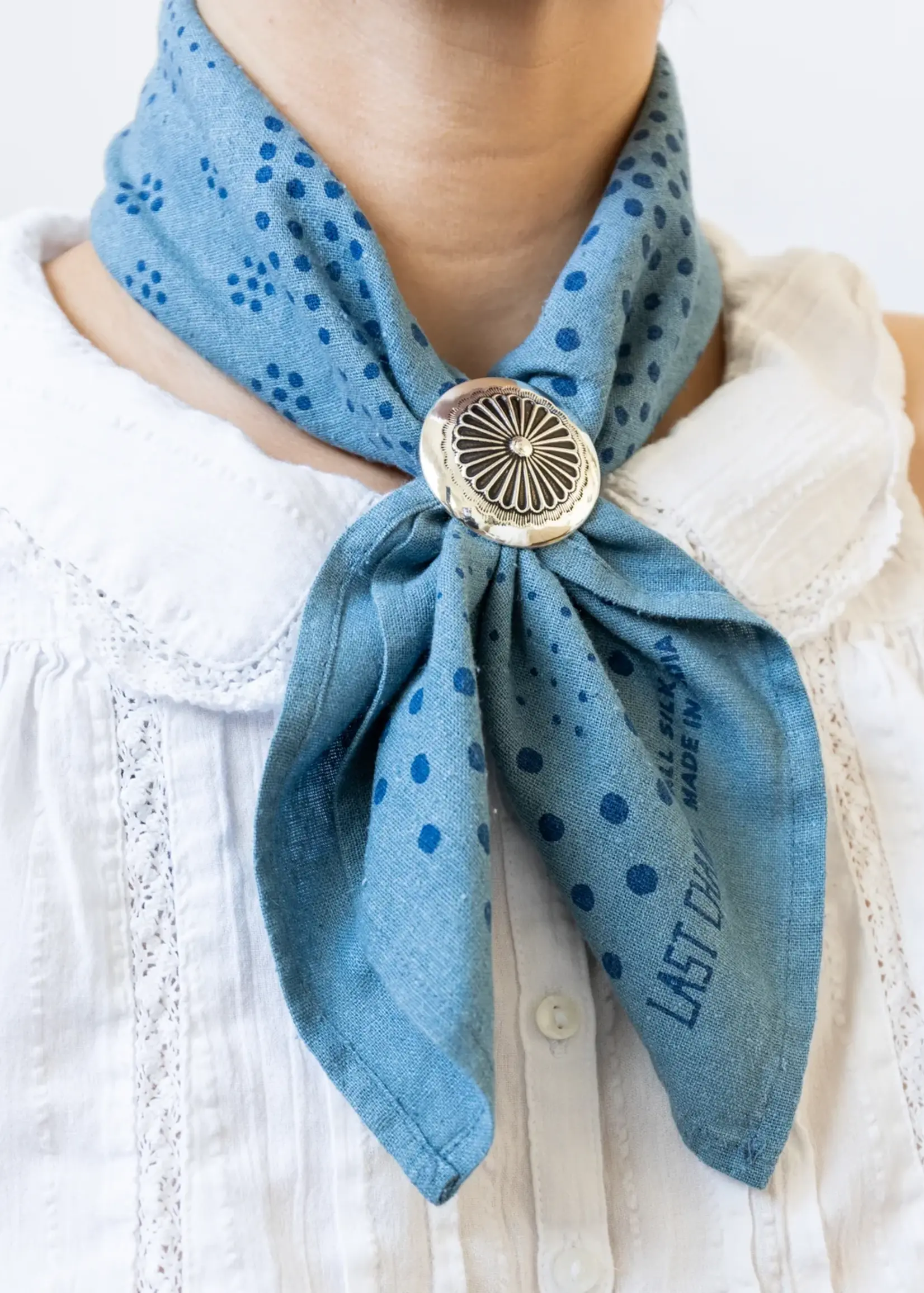Last Chance Textiles Natural Dye Silk Bandana- Indigo