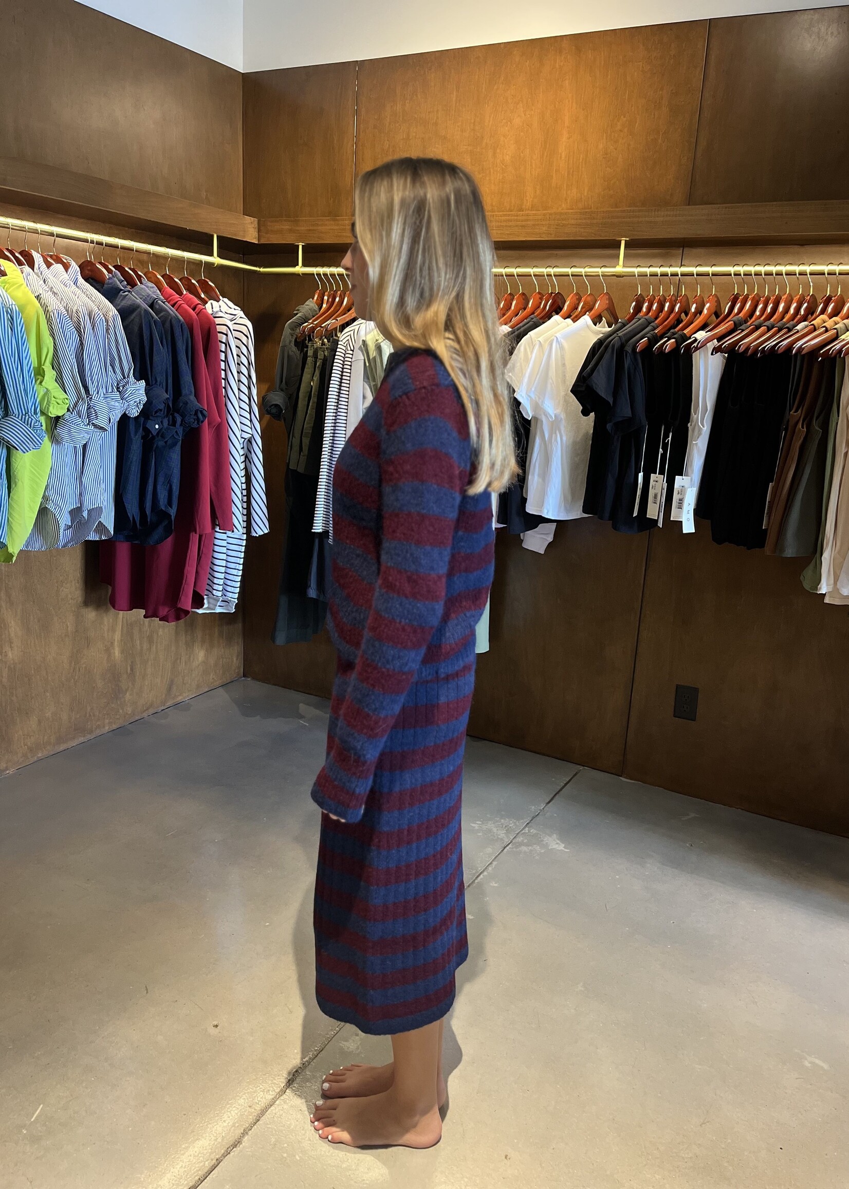 Eleven Six Pia Stripe Tube Skirt- Navy/Merlot