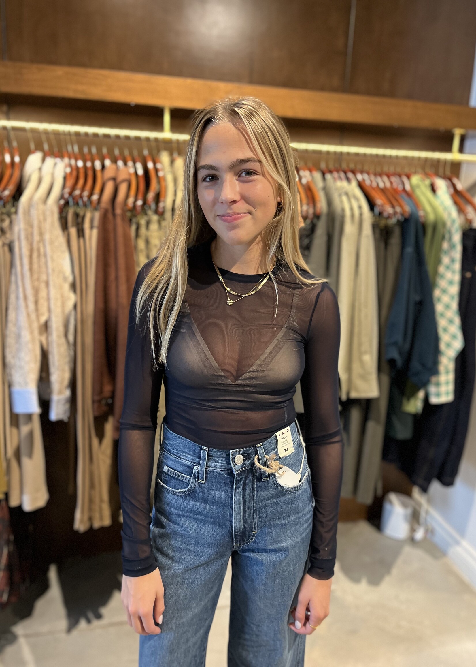 Tela Melania Tulle Top- Dark Blue