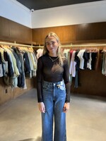 Tela Melania Sheer Tulle Top- Black