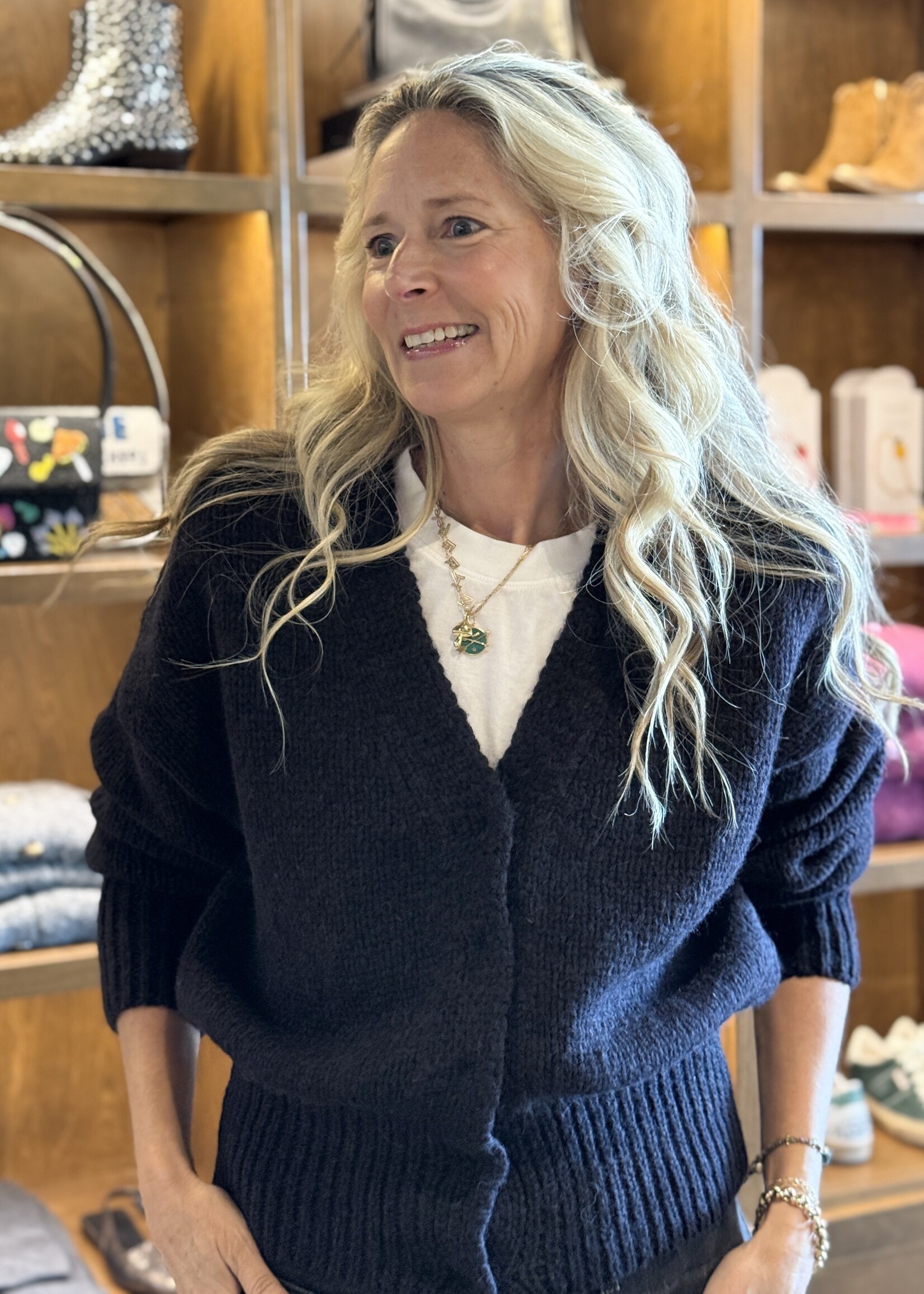 Susanne Bommer V-Shape Cardigan- Blue Moon