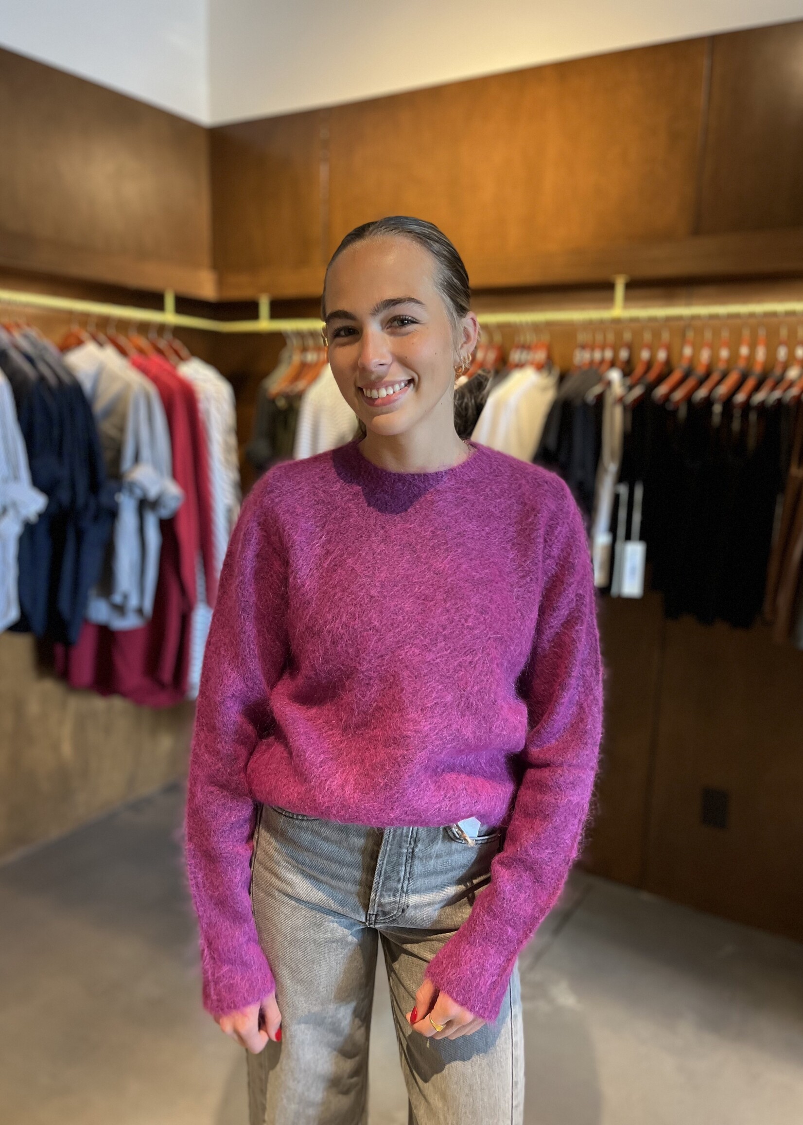 Atelier Edition Mohair Round Neck Knit- Purple