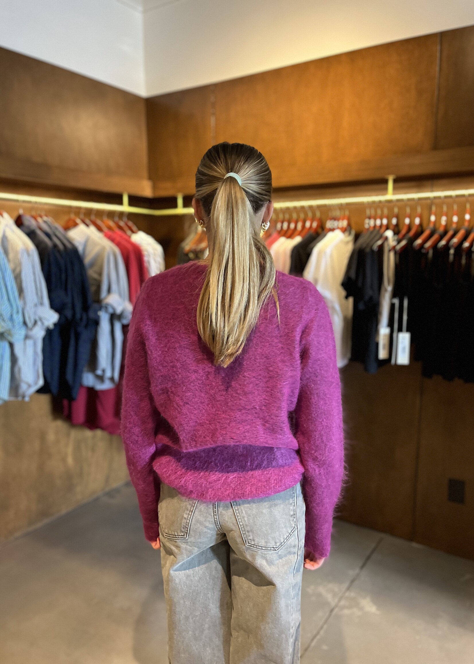 Atelier Edition Mohair Round Neck Knit- Purple