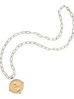 Jane Win Jewelry BALANCE JW Small Pendant Coin 18" Drawn Link Chain