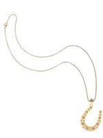 Jane Win Jewelry LUCKY Starry Horseshoe Pendant 16-18" Classic Rolo Chain