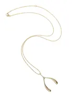 Jane Win Jewelry LUCKY Gold Wishbone Pendant 18-20" Adjustable Delicate Chain