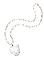 Jane Win Jewelry LOVE Carry Your Heart Pendant in Mother of Pearl Mother of Pearl / 18" Drawn Link Chain