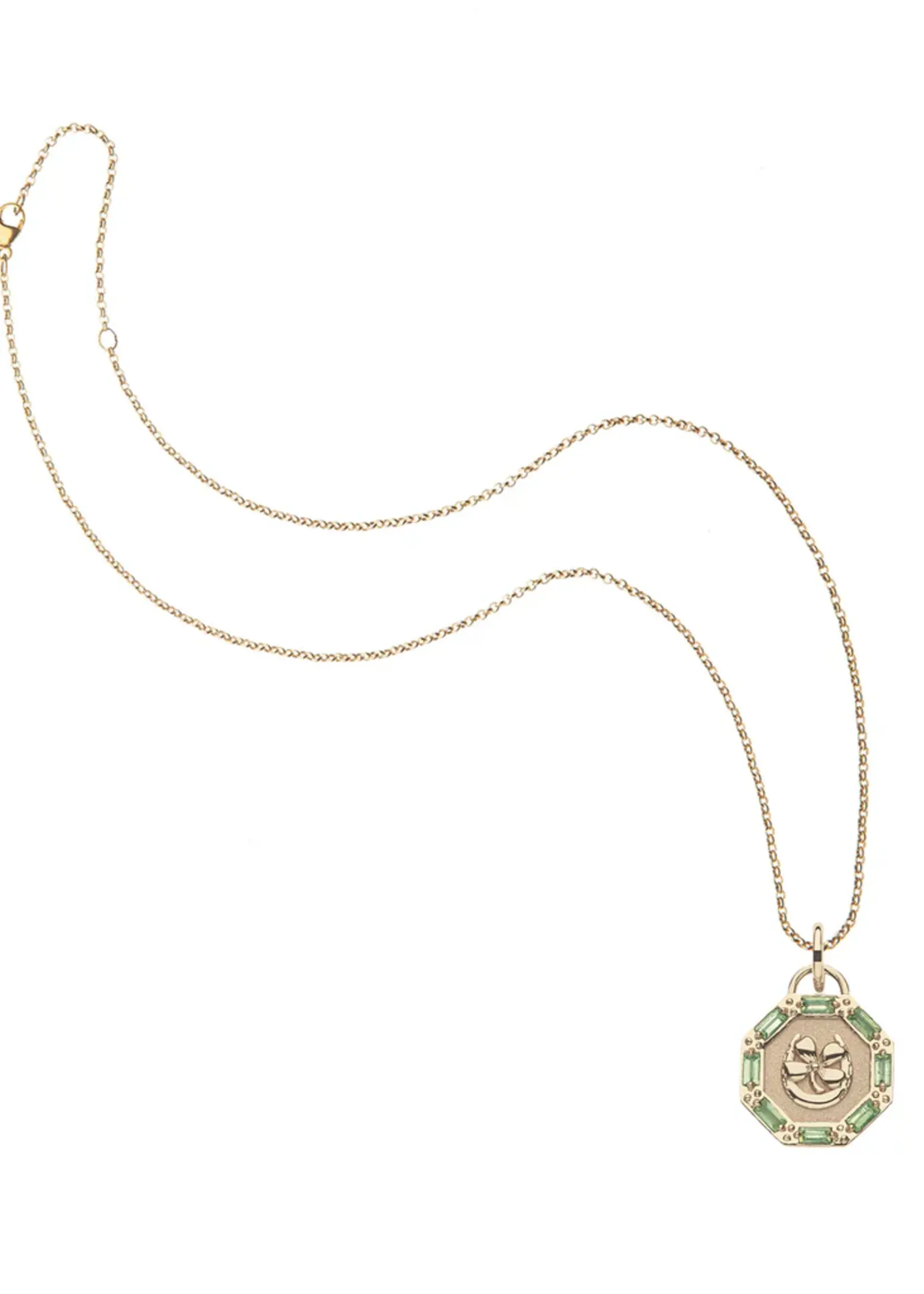 Jane Win Jewelry LUCKY Petite Embellished Coin 16-18" Classic Rolo Chain