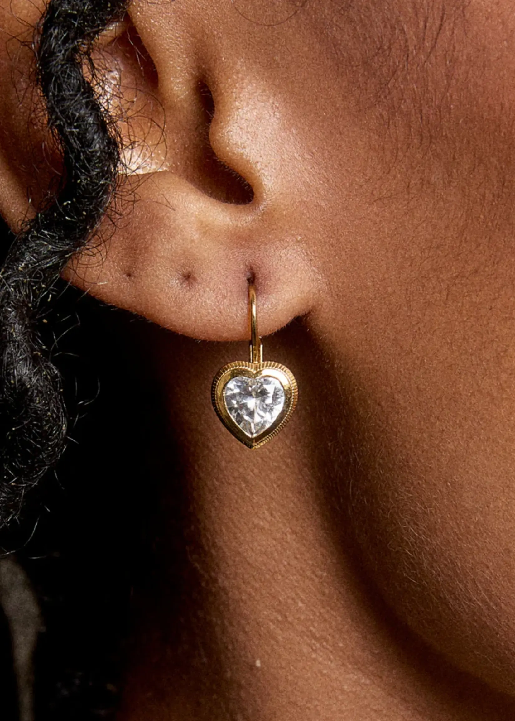 HART Jewelry Heart Bezel Drop Earrings