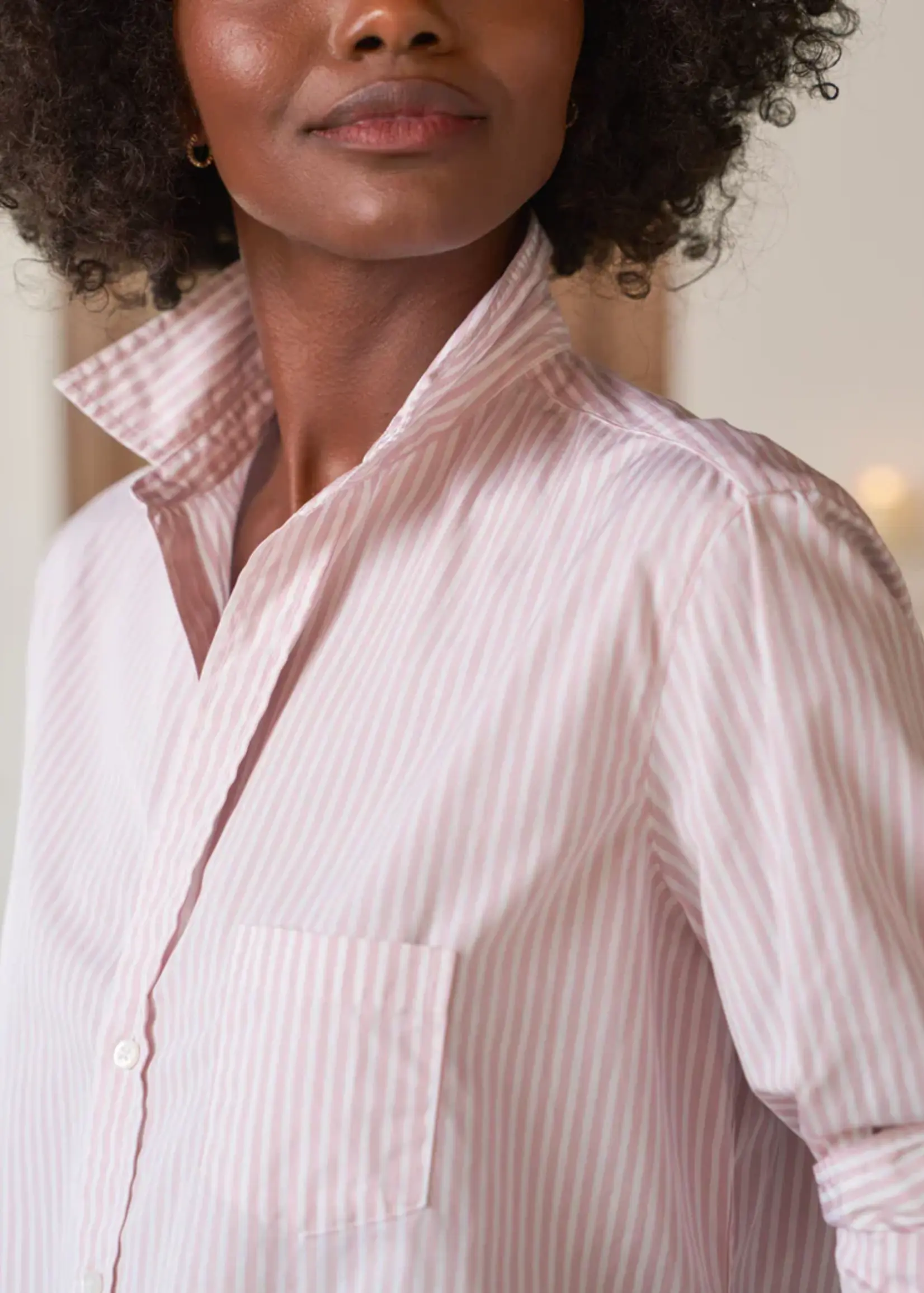 Frank & Eileen Eileen Relaxed Button-Up- Pink White Multi Stripe PWMS