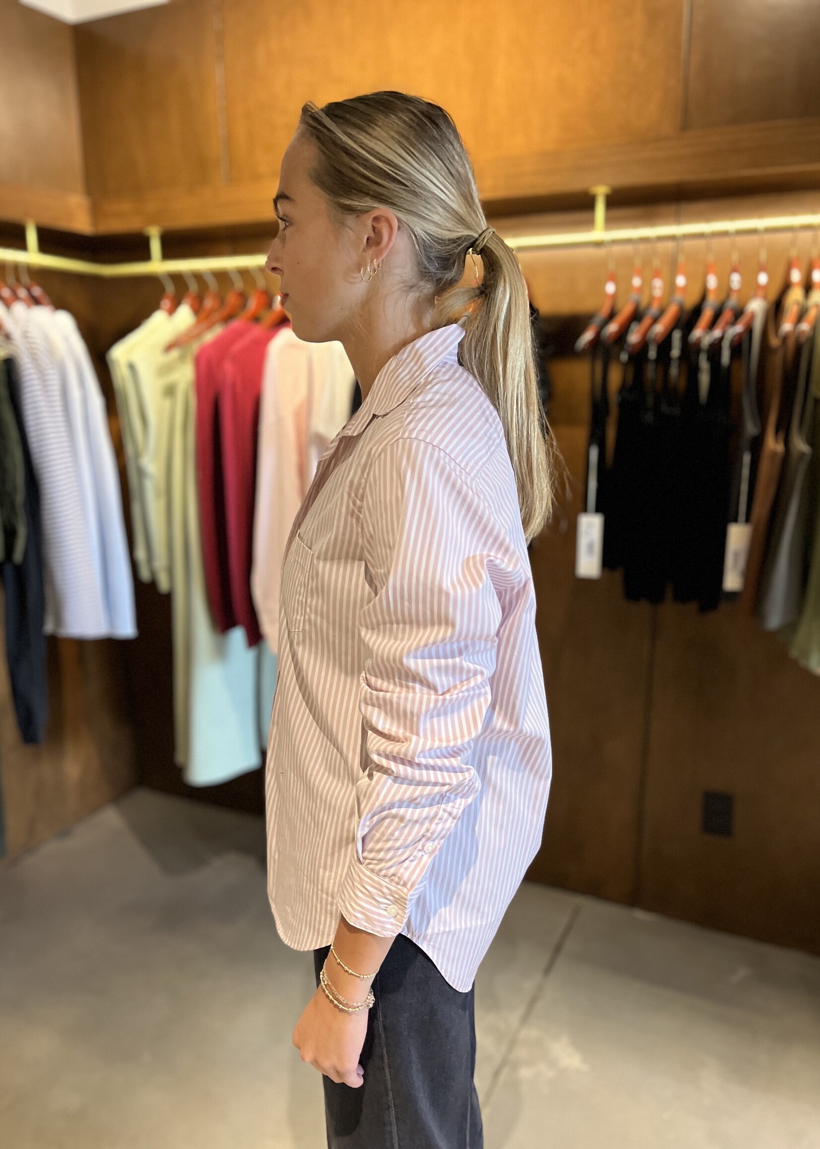 Frank & Eileen Eileen Relaxed Button-Up- Pink White Multi Stripe PWMS